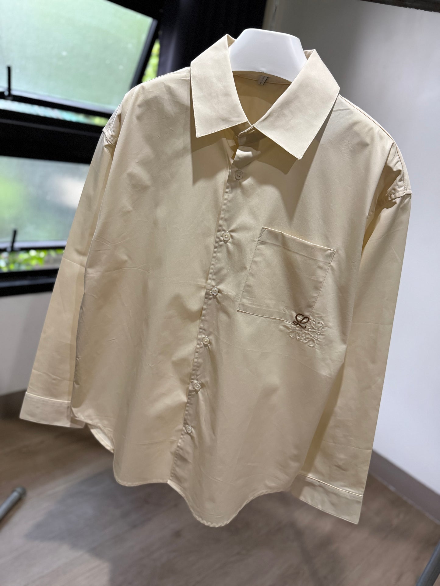 Loewe Anagram Embroidered Shirt (Beige)