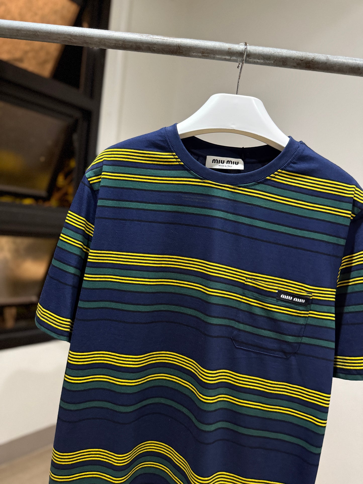 MiuMiu Blue/Bottle Striped T-Shirt