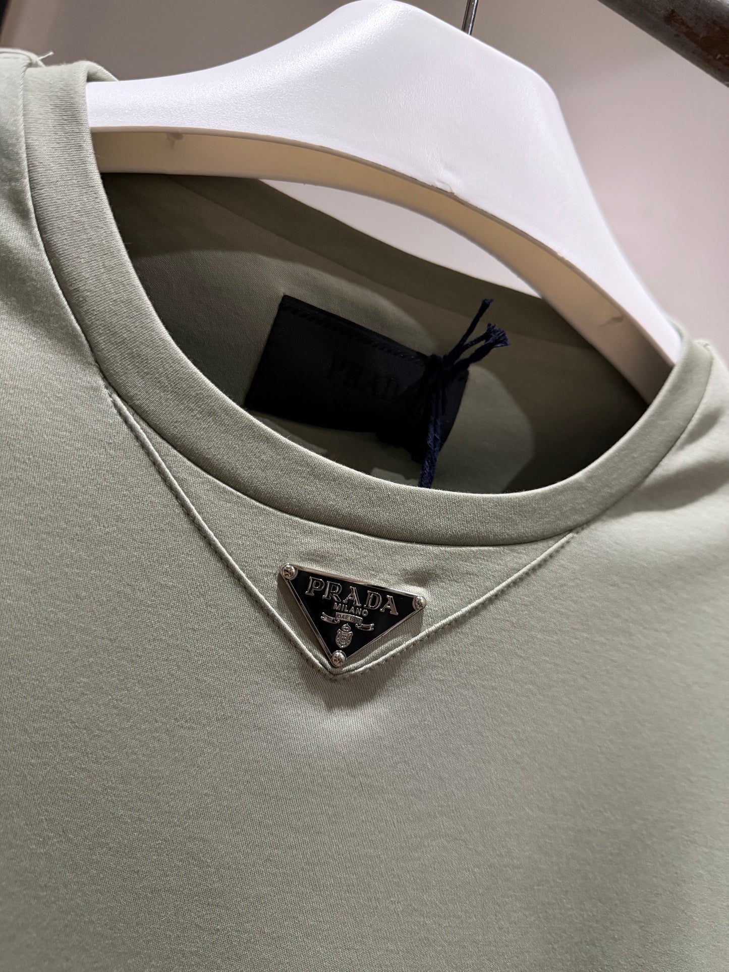 Prada Mid Logo Cotton T-Shirt (Sage)