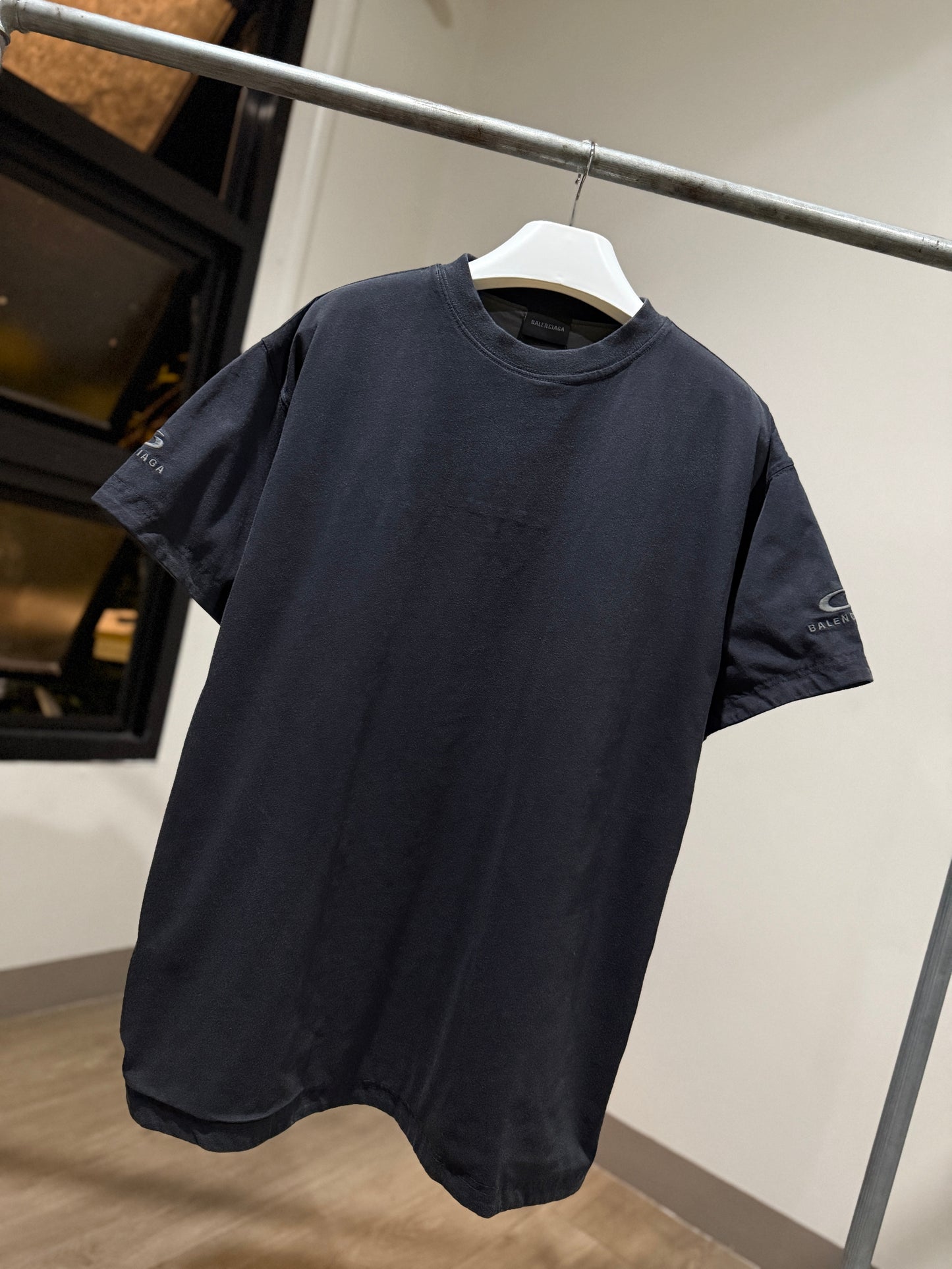 Balenciaga Back Reversible OS T-Shirt (Grey/Faded Black)