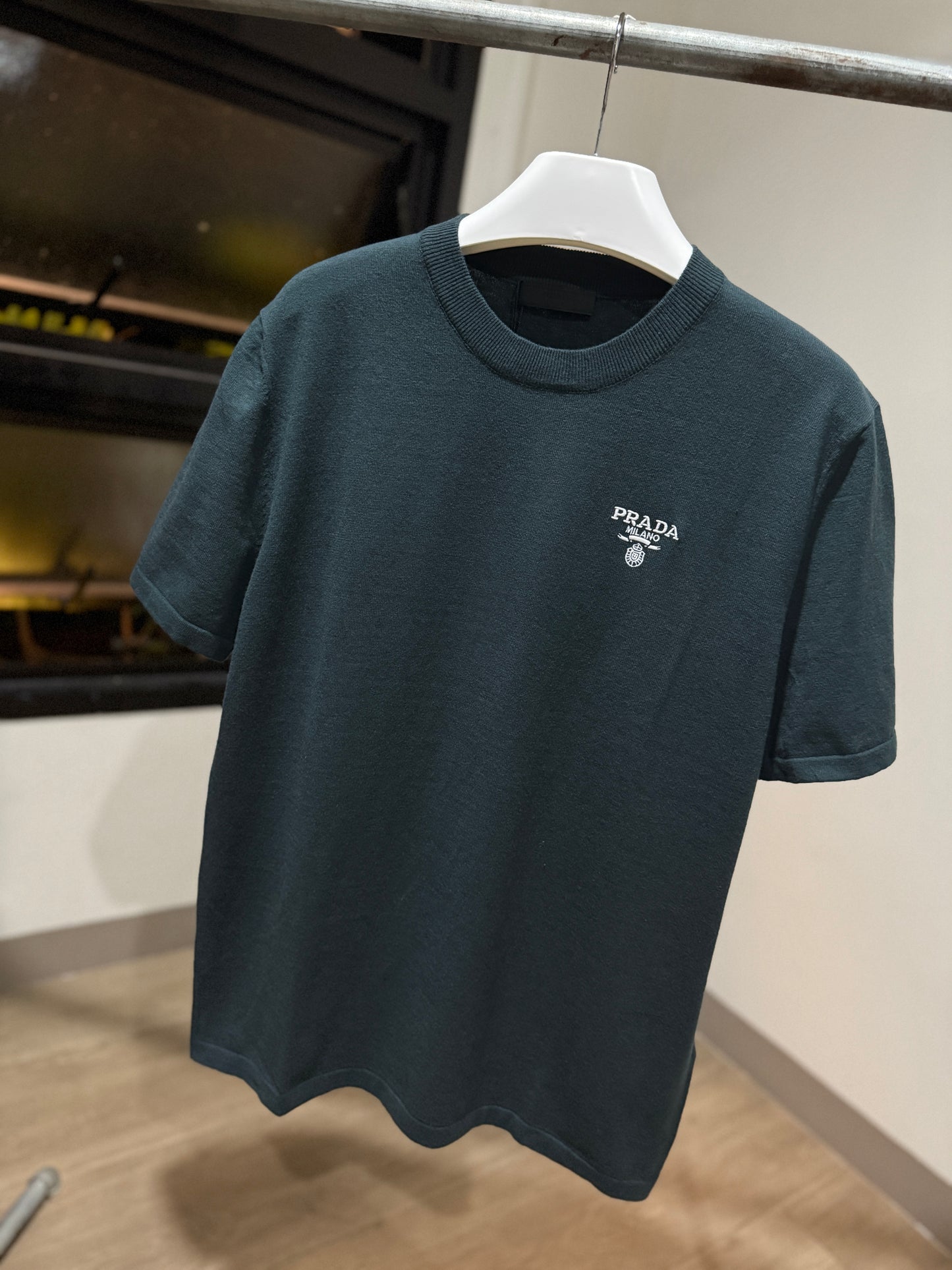 Prada Embroidered Logo Crewneck (Iceberg)