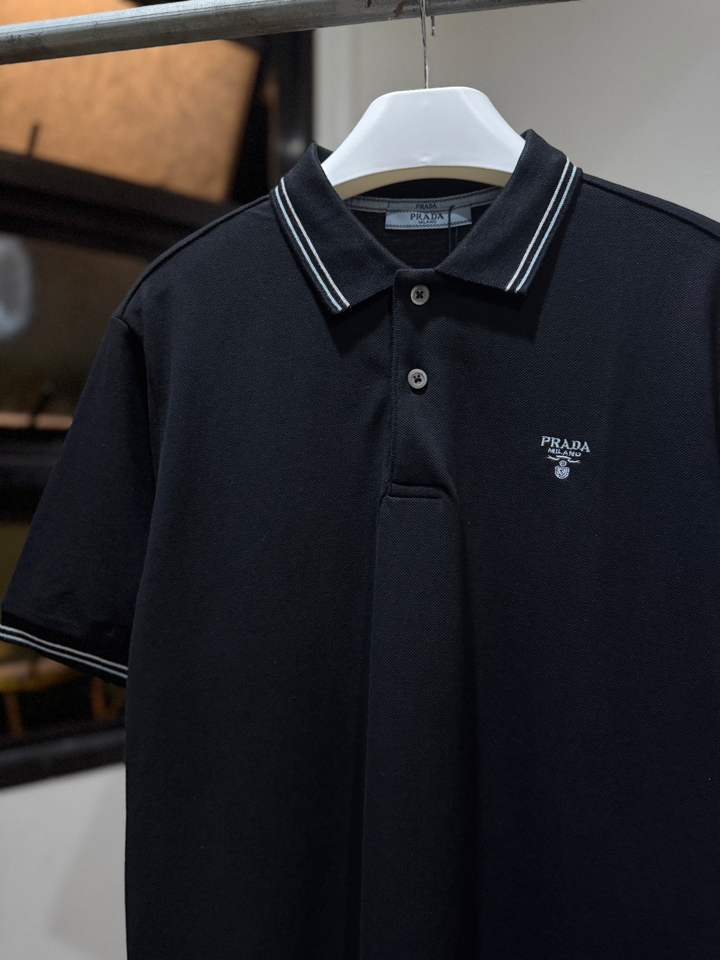 Prada Pique Polo Shirt (Black)