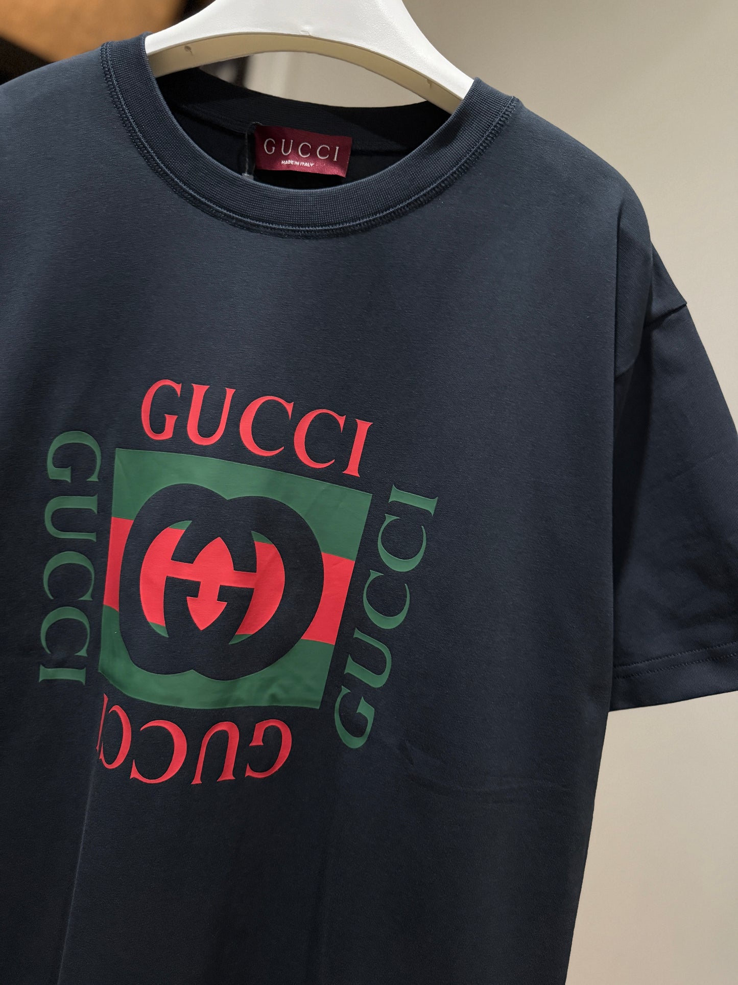 Gucci Printed Cotton T-Shirt (Navy)