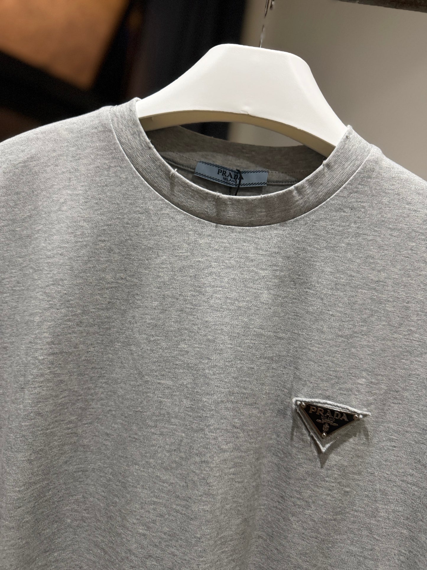 Prada Logo Cotton T-Shirt (Gray)