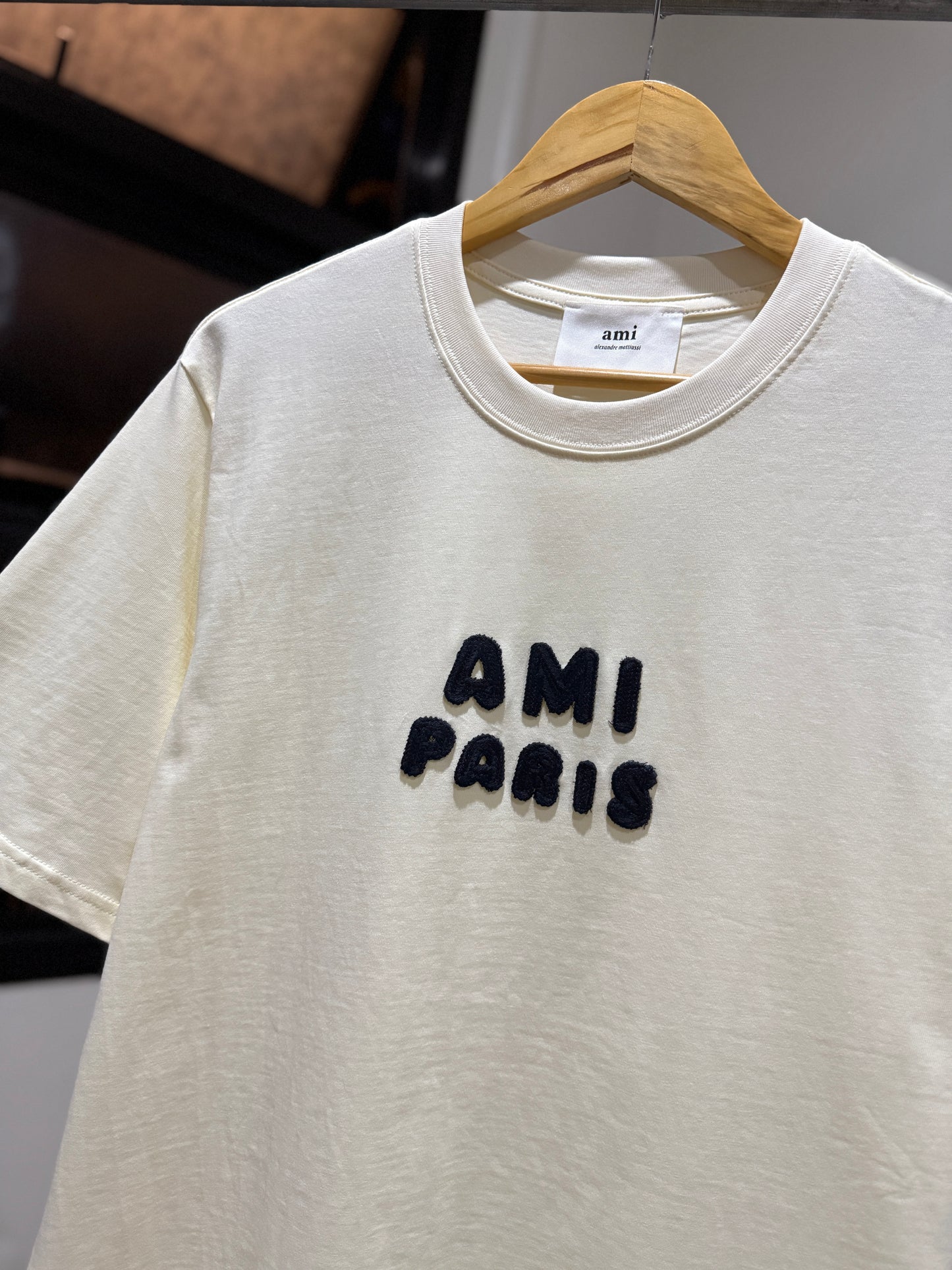 AMI Paris Patch T-Shirt (Cream/Neutral)