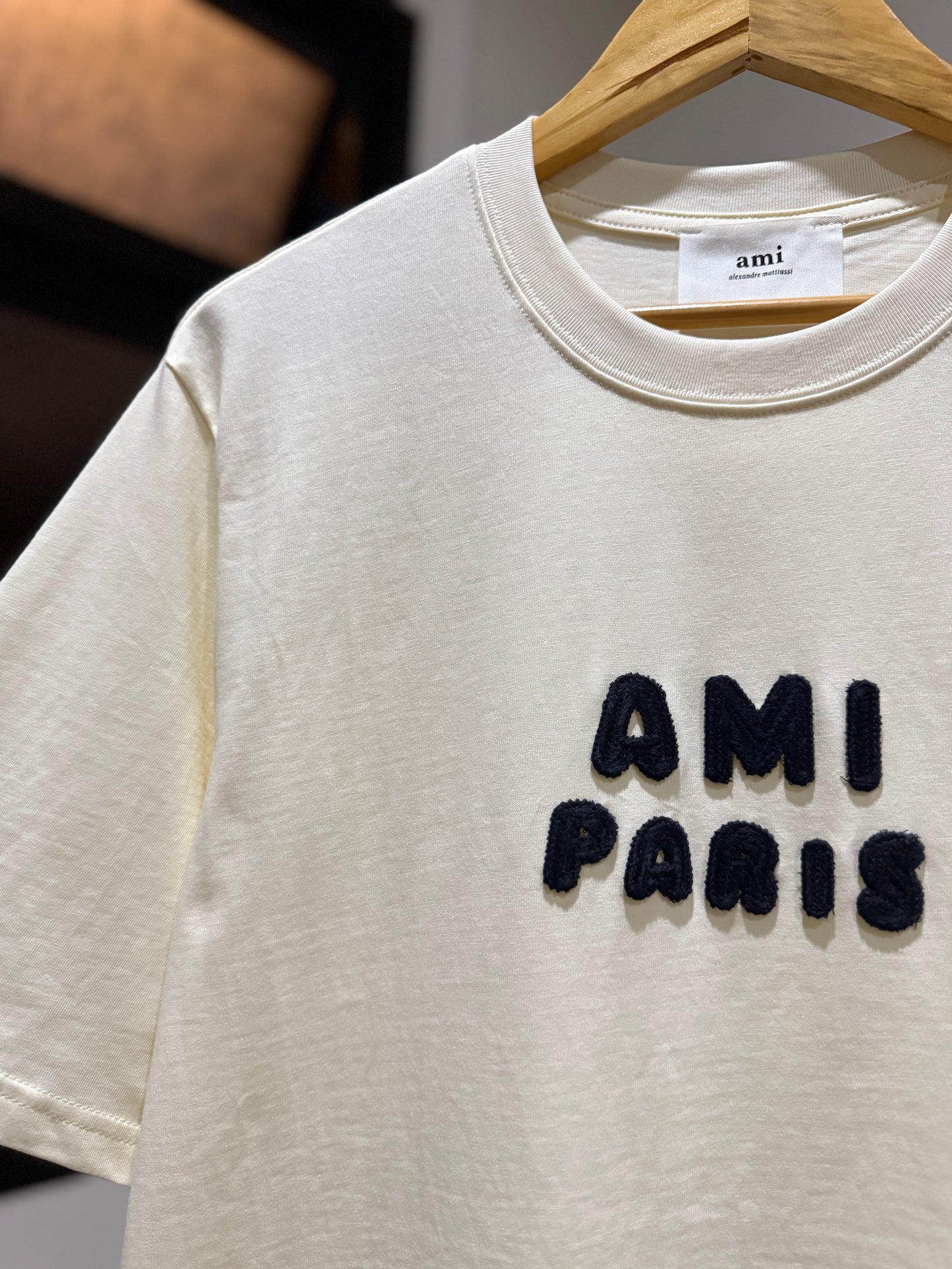 AMI Paris Patch T-Shirt (Cream/Neutral)