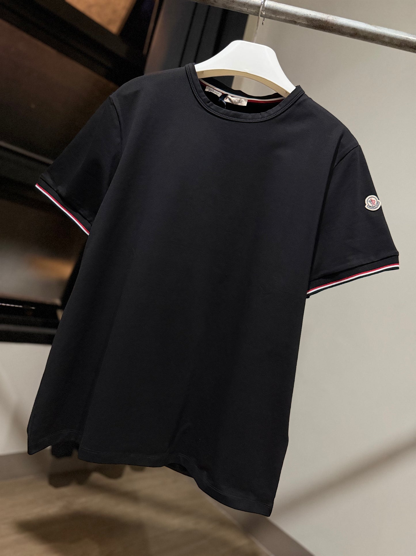 Moncler Tricolour-Trimmed T-Shirt (Black)