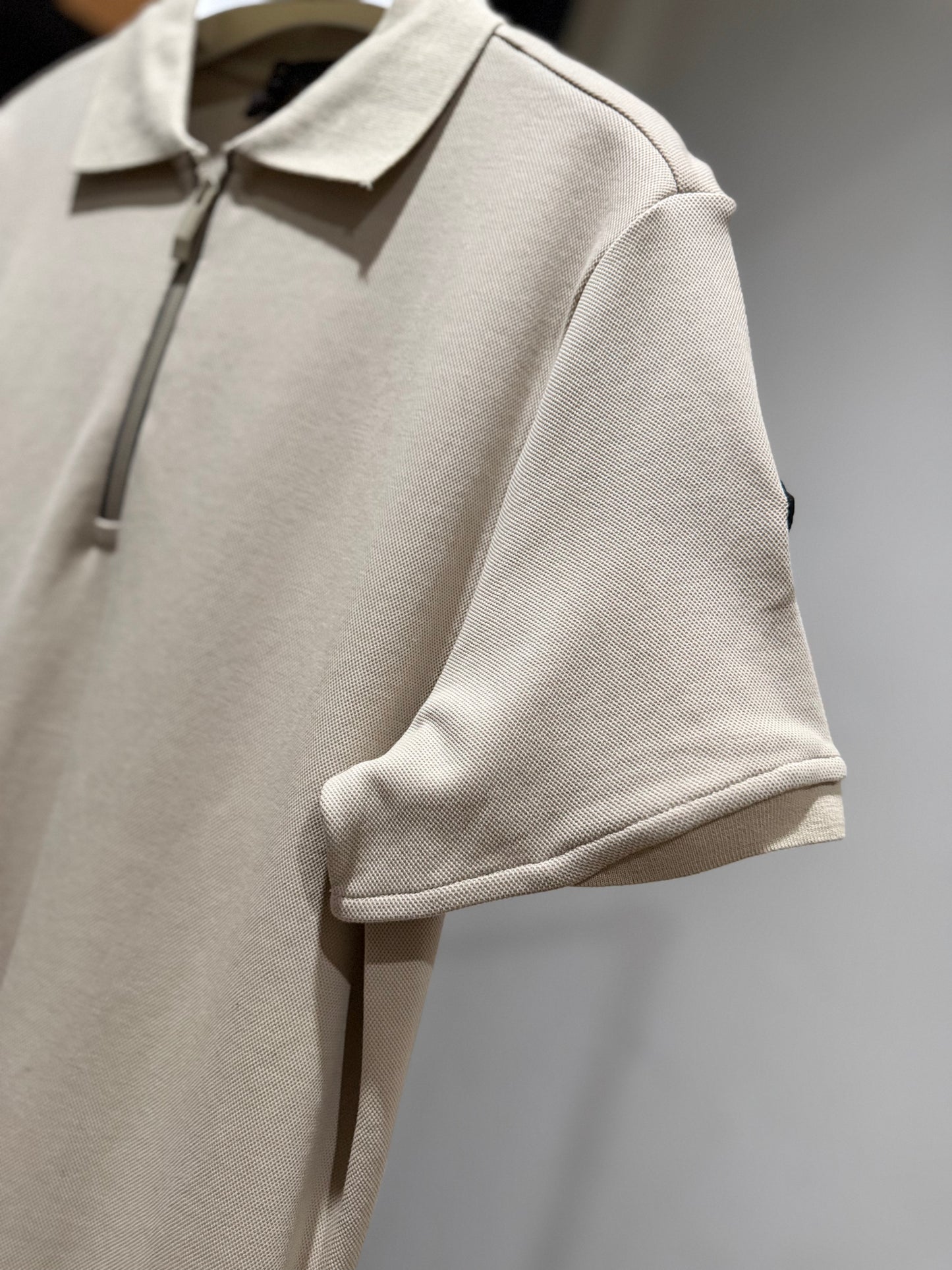 Moncler Half Zip Polo Shirt (Beige)
