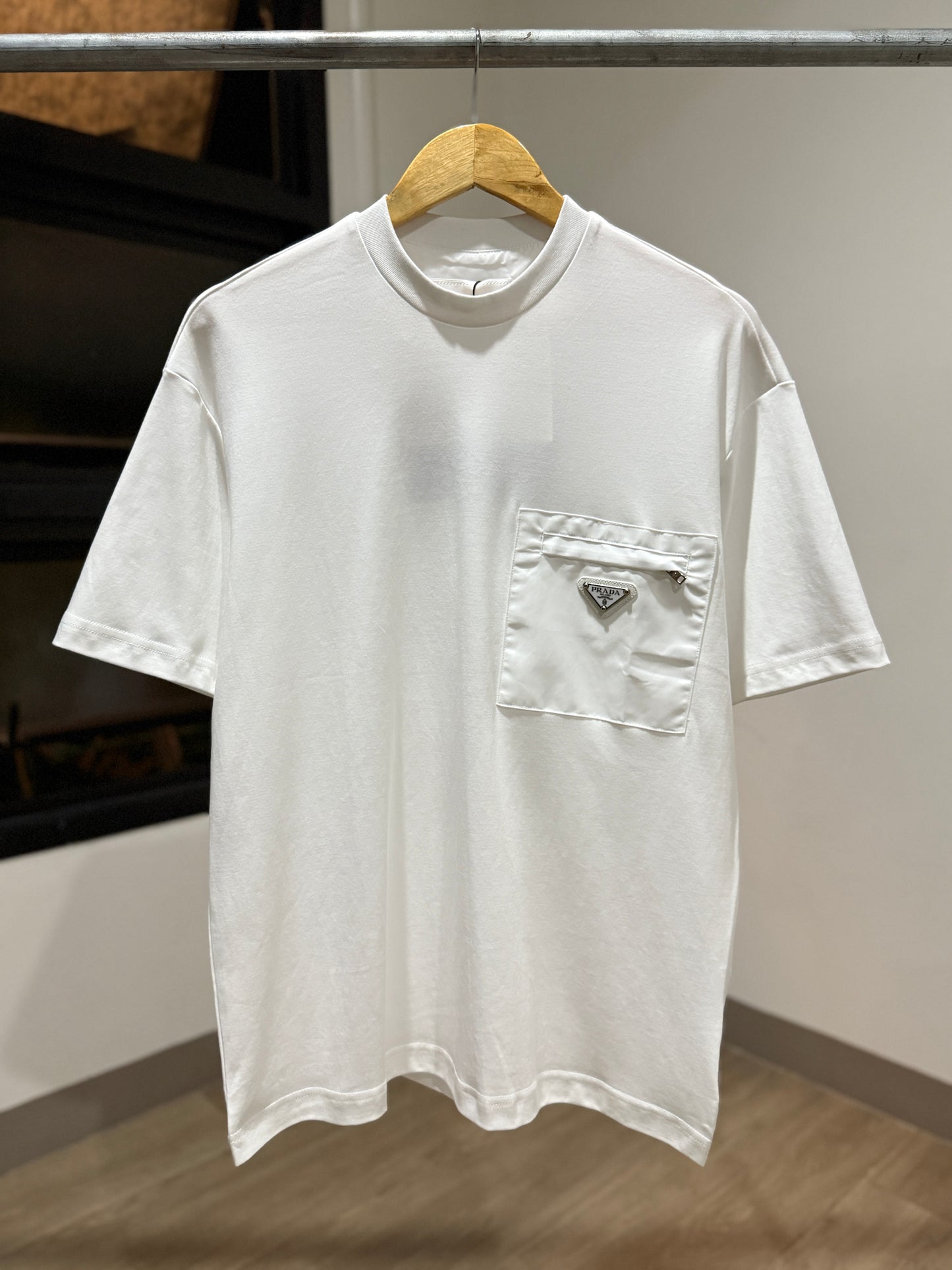Prada Cotton Pocket Re-Nylon T-Shirt (White)