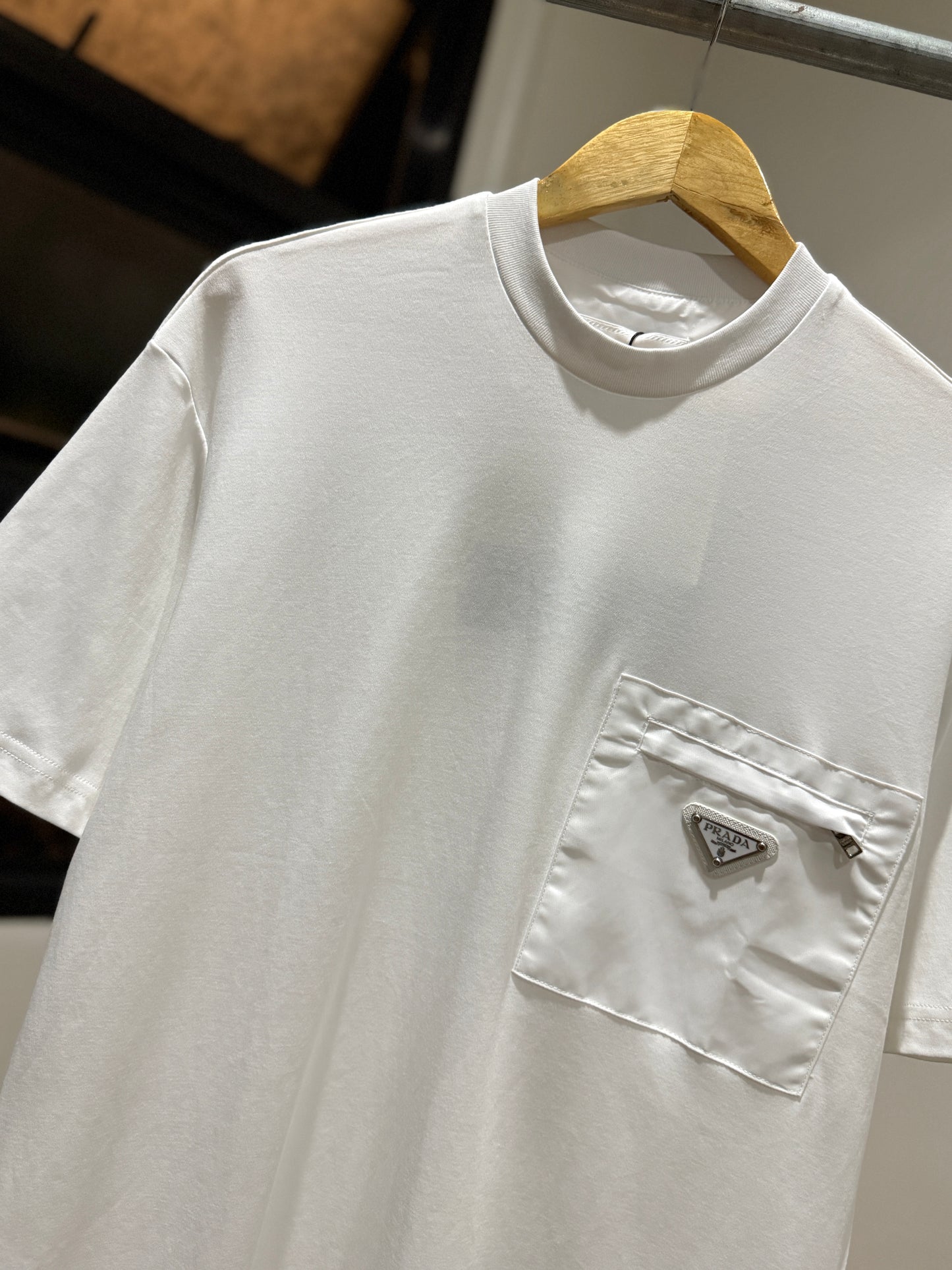 Prada Cotton Pocket Re-Nylon T-Shirt (White)