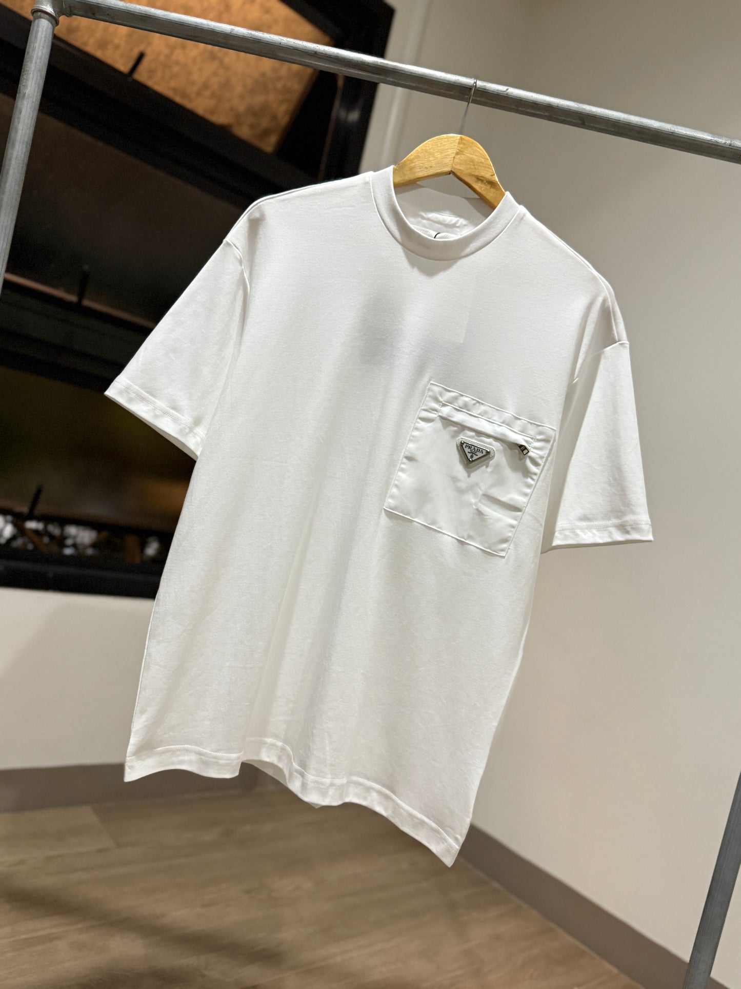Prada Cotton Pocket Re-Nylon T-Shirt (White)