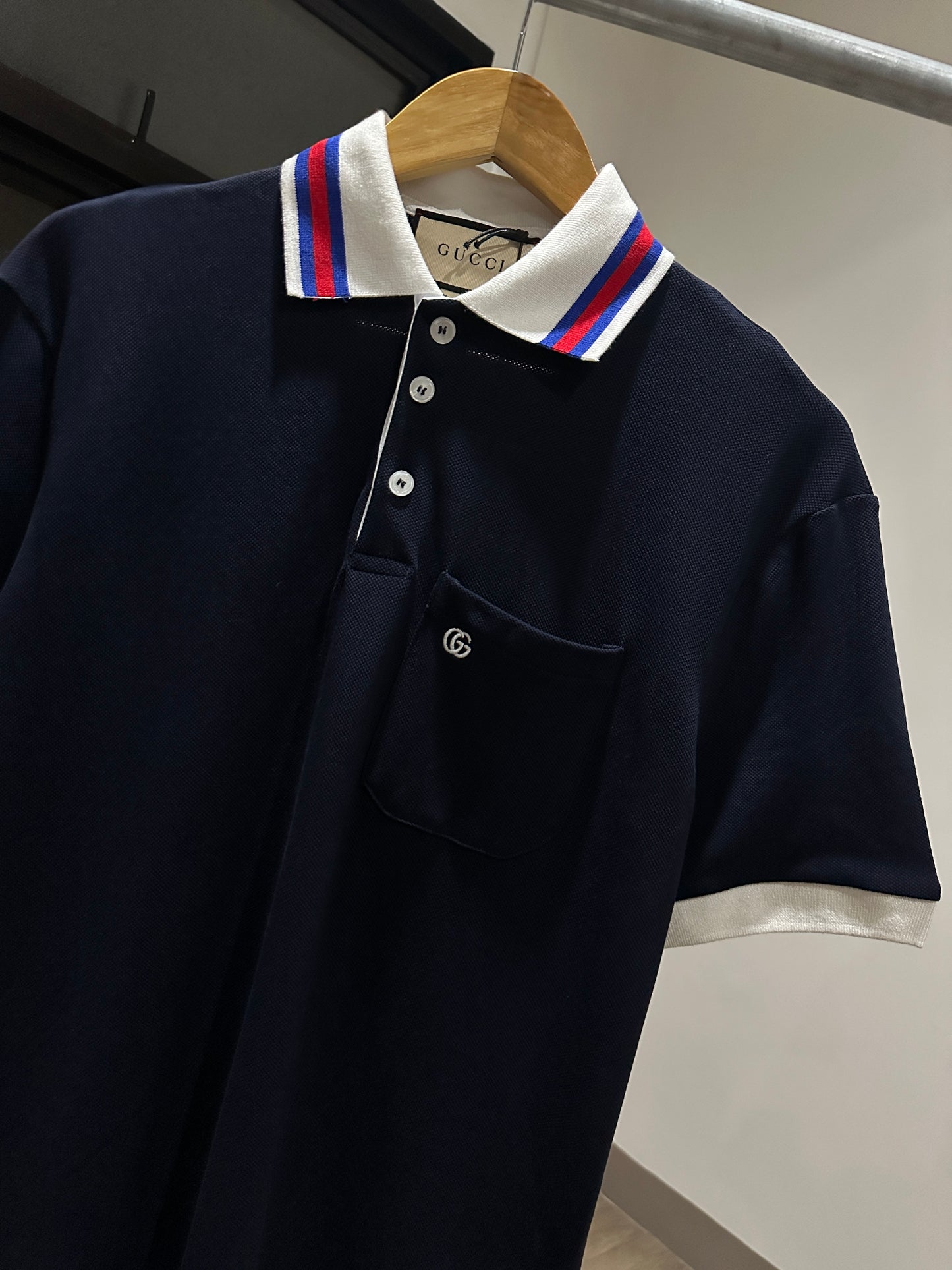 Gucci Pocket Double G Polo Shirt (Navy)