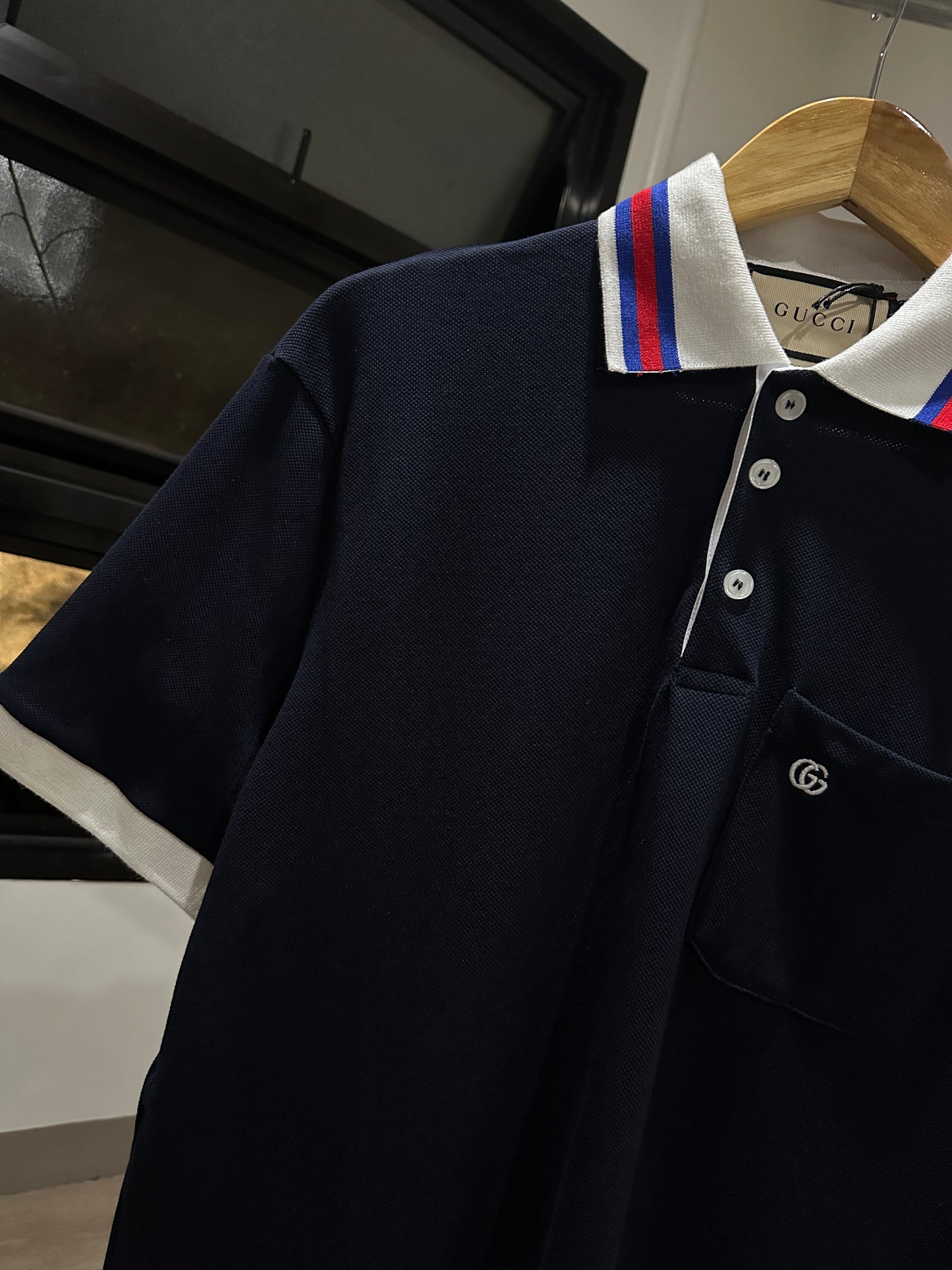 Gucci Pocket Double G Polo Shirt (Navy)