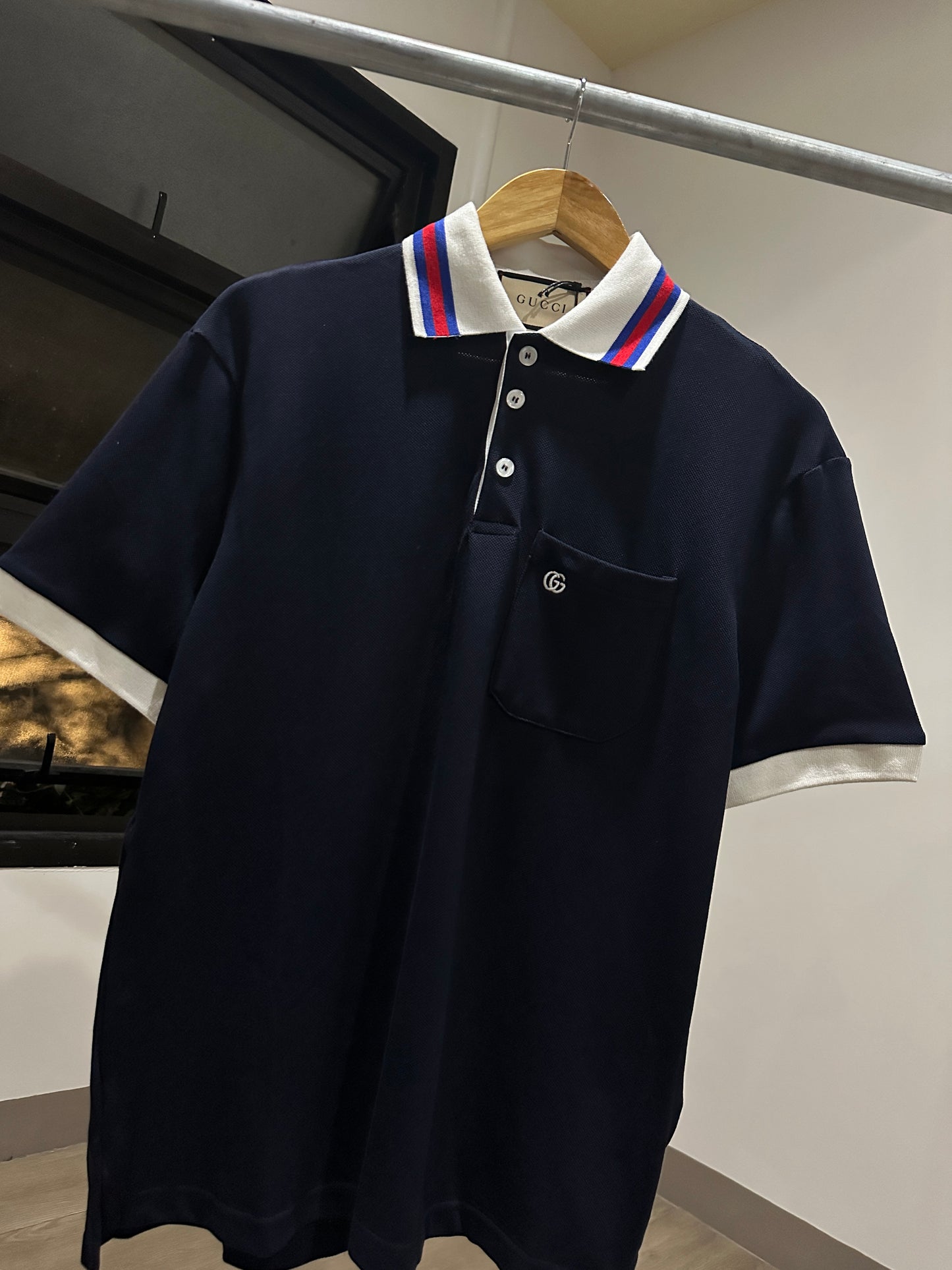 Gucci Pocket Double G Polo Shirt (Navy)