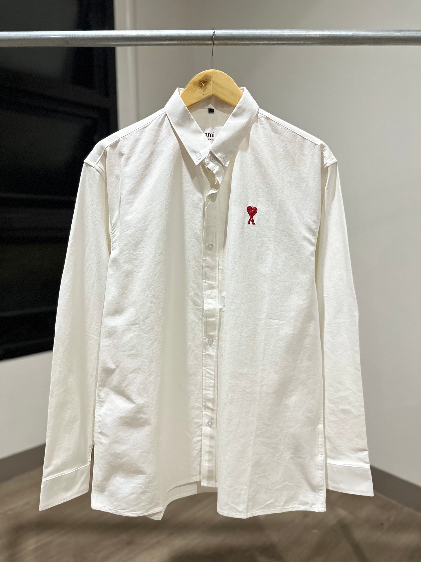 AMI Paris Long-sleeve Button Down (Oxford/White)
