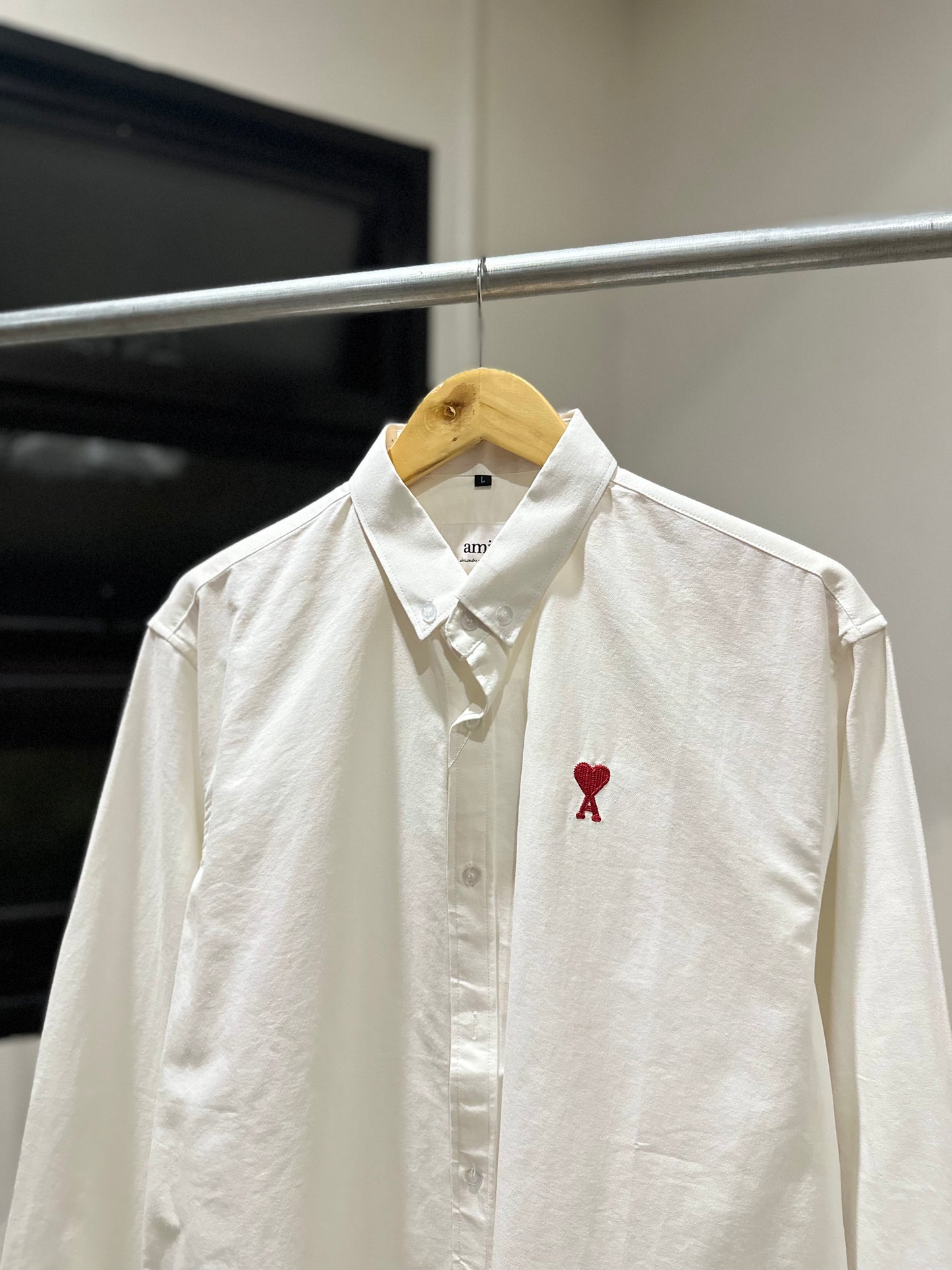 AMI Paris Long-sleeve Button Down (Oxford/White)
