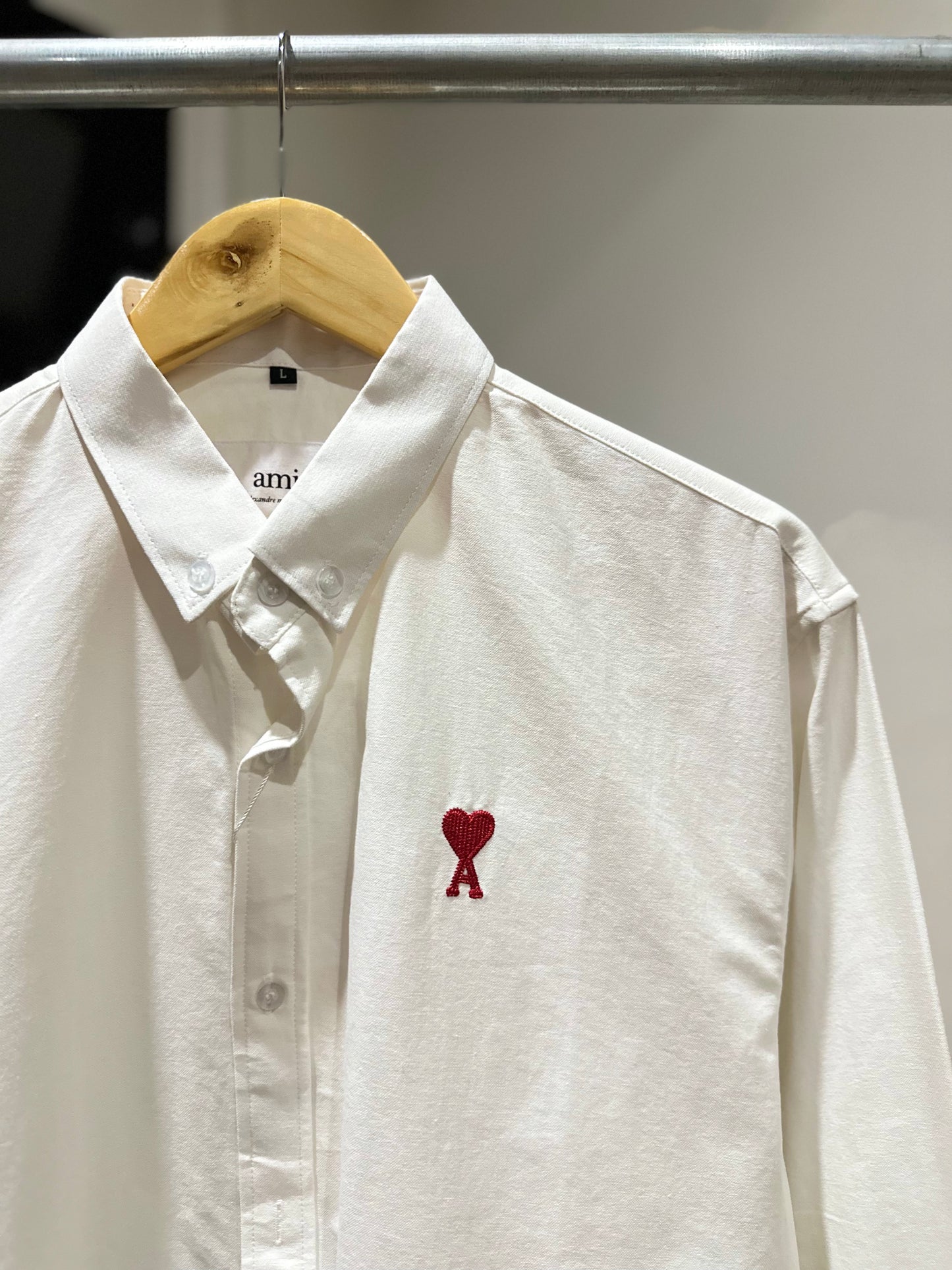 AMI Paris Long-sleeve Button Down (Oxford/White)