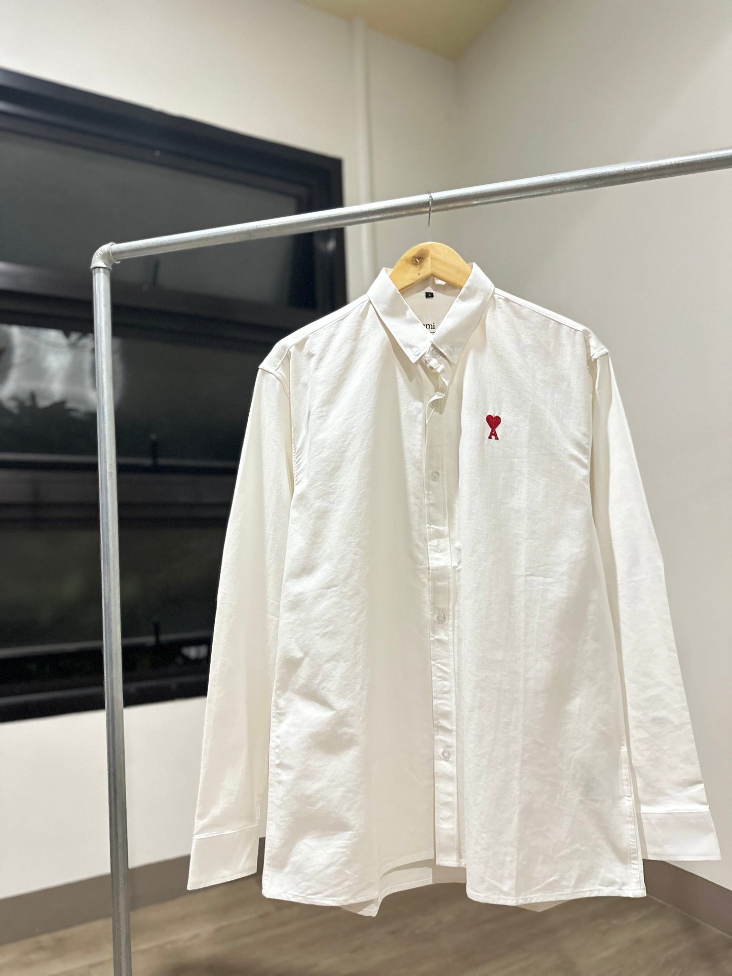 AMI Paris Long-sleeve Button Down (Oxford/White)