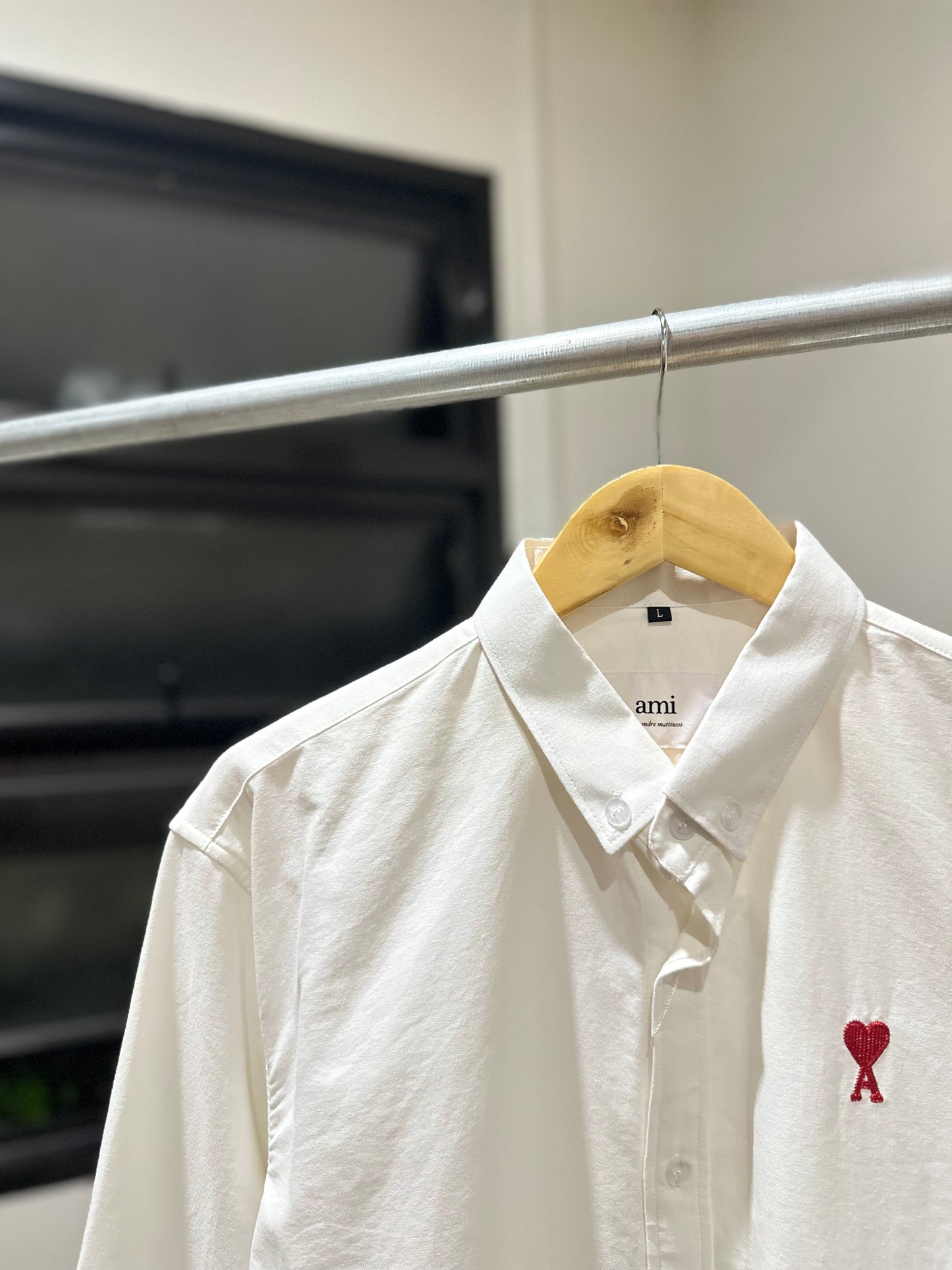 AMI Paris Long-sleeve Button Down (Oxford/White)