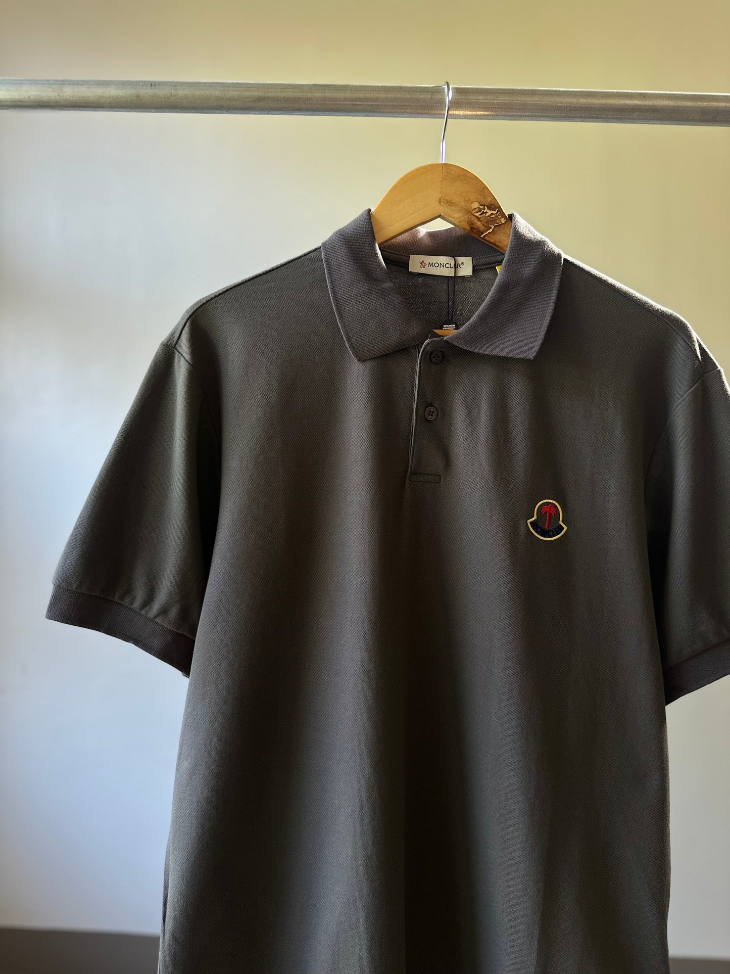 Moncler Logo Patch Polo Shirt (Dark Gray)