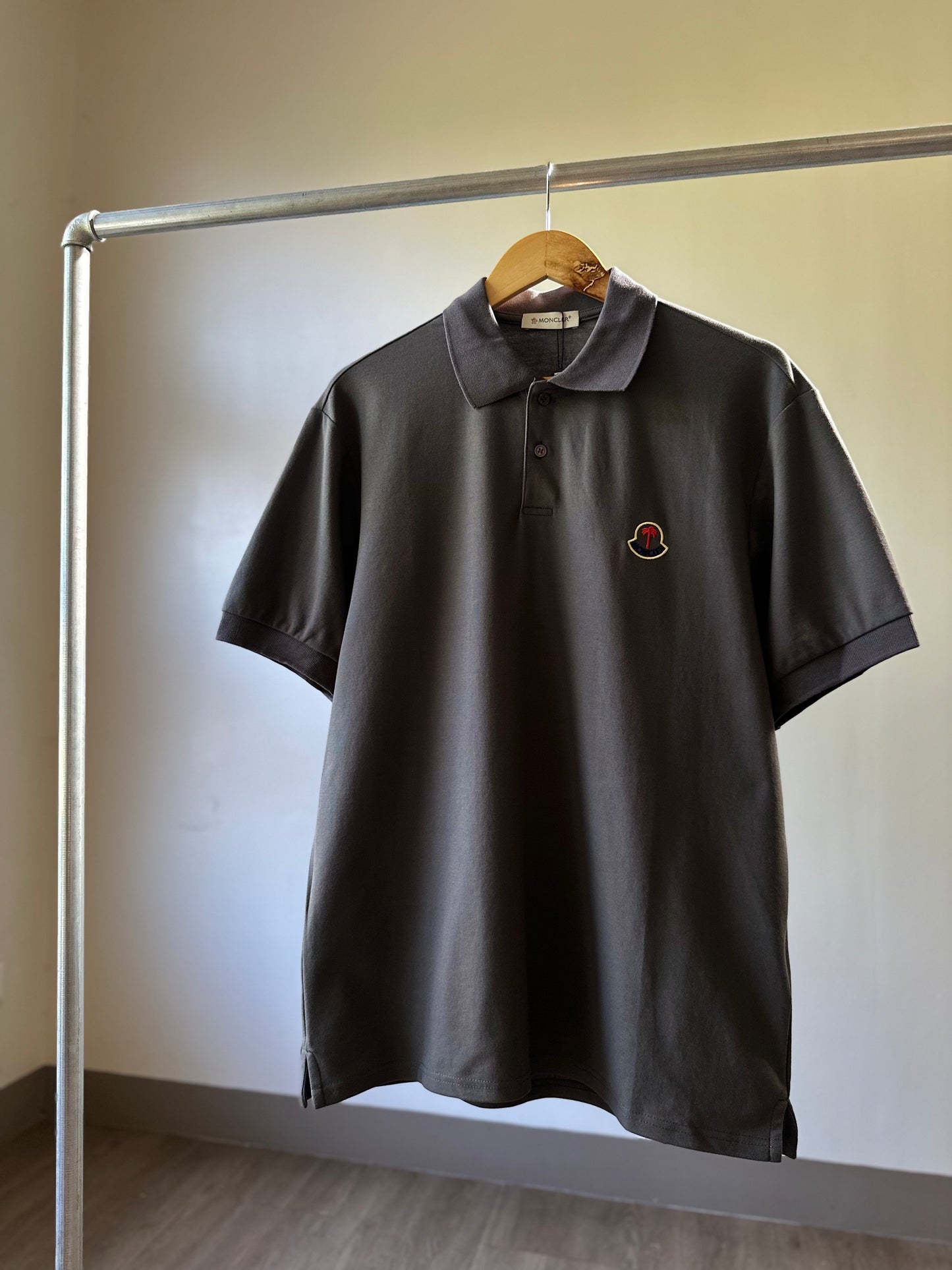 Moncler Logo Patch Polo Shirt (Dark Gray)