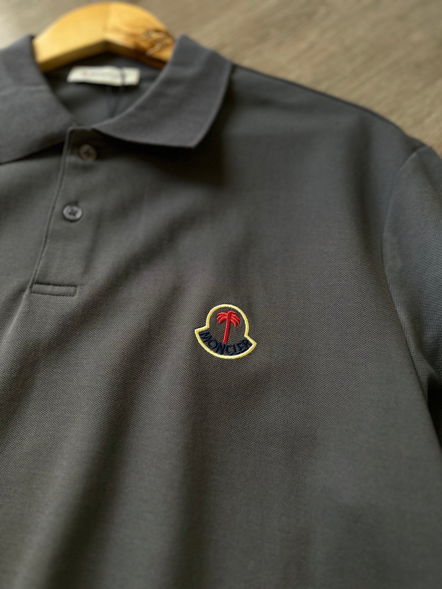 Moncler Logo Patch Polo Shirt (Dark Gray)