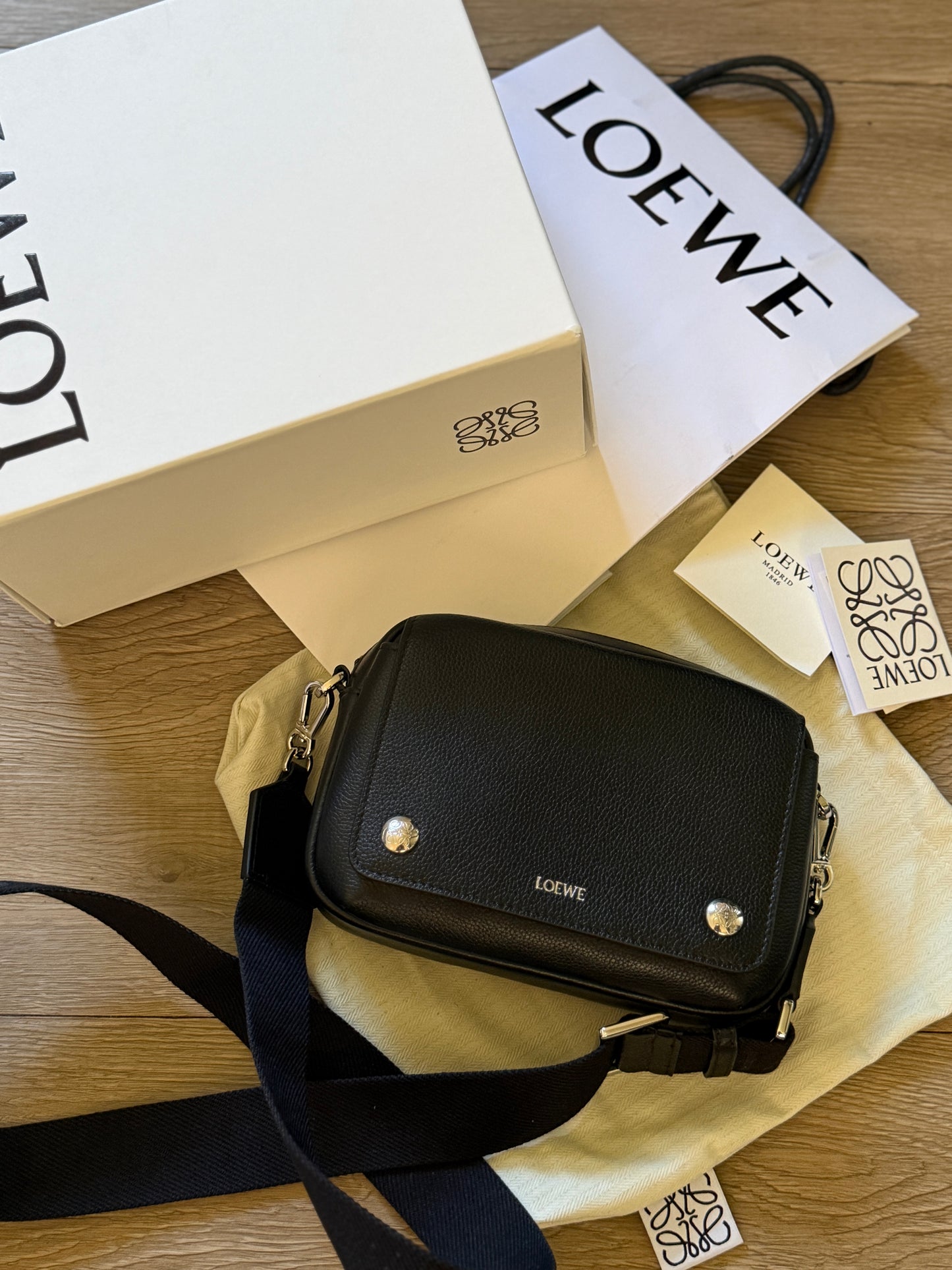 Loewe Small Pebble Messenger Bag (Black)