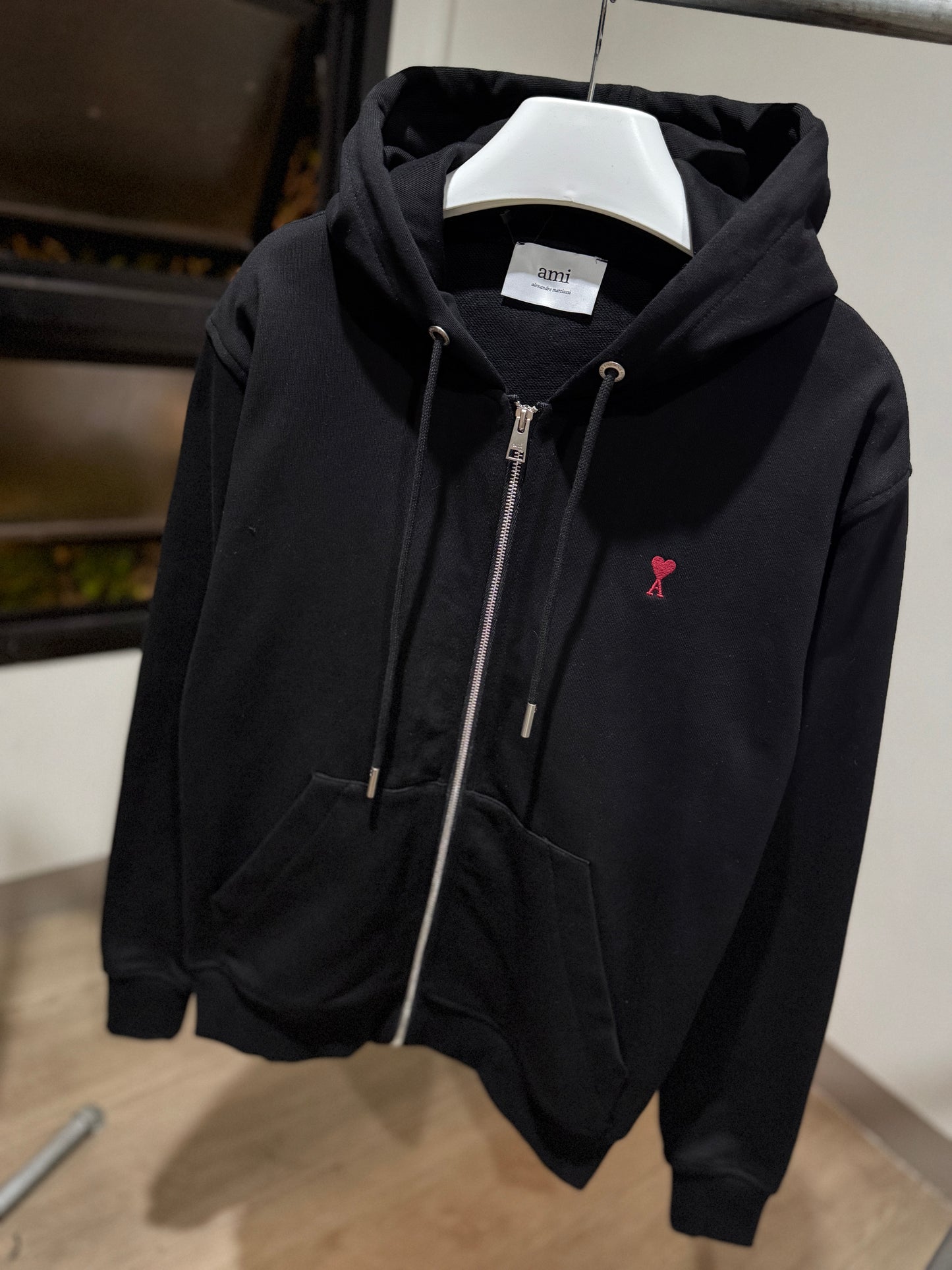 AMI de Coeur Cotton Zipped Hoodie (Black)