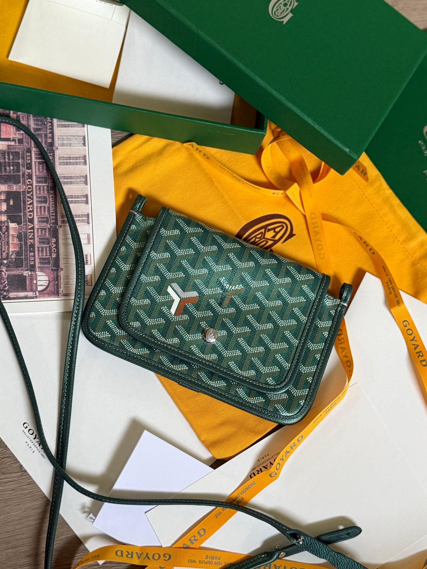 Goyard Plumet Pocket Wallet (Sling/Green)