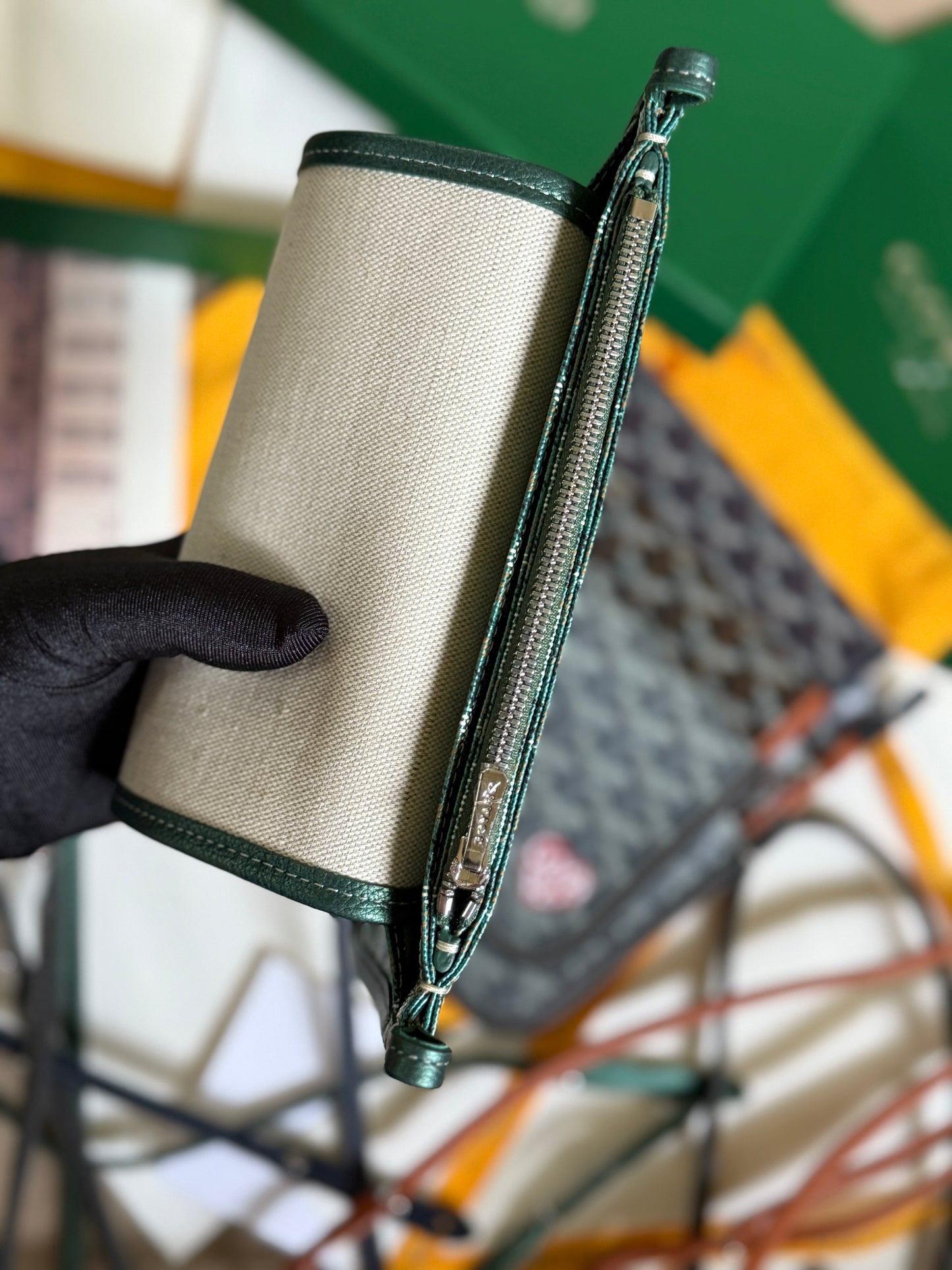 Goyard Plumet Pocket Wallet (Sling/Green)