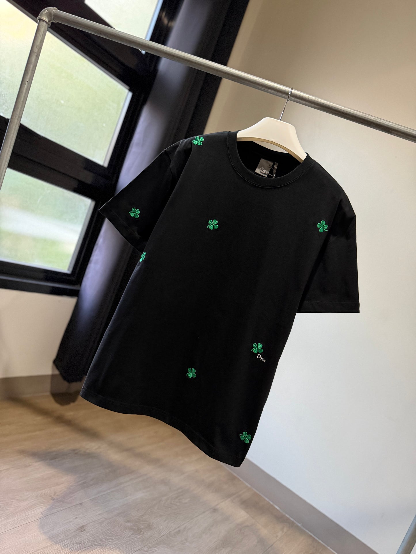 Dior Clover Embroidery T-Shirt (Black)