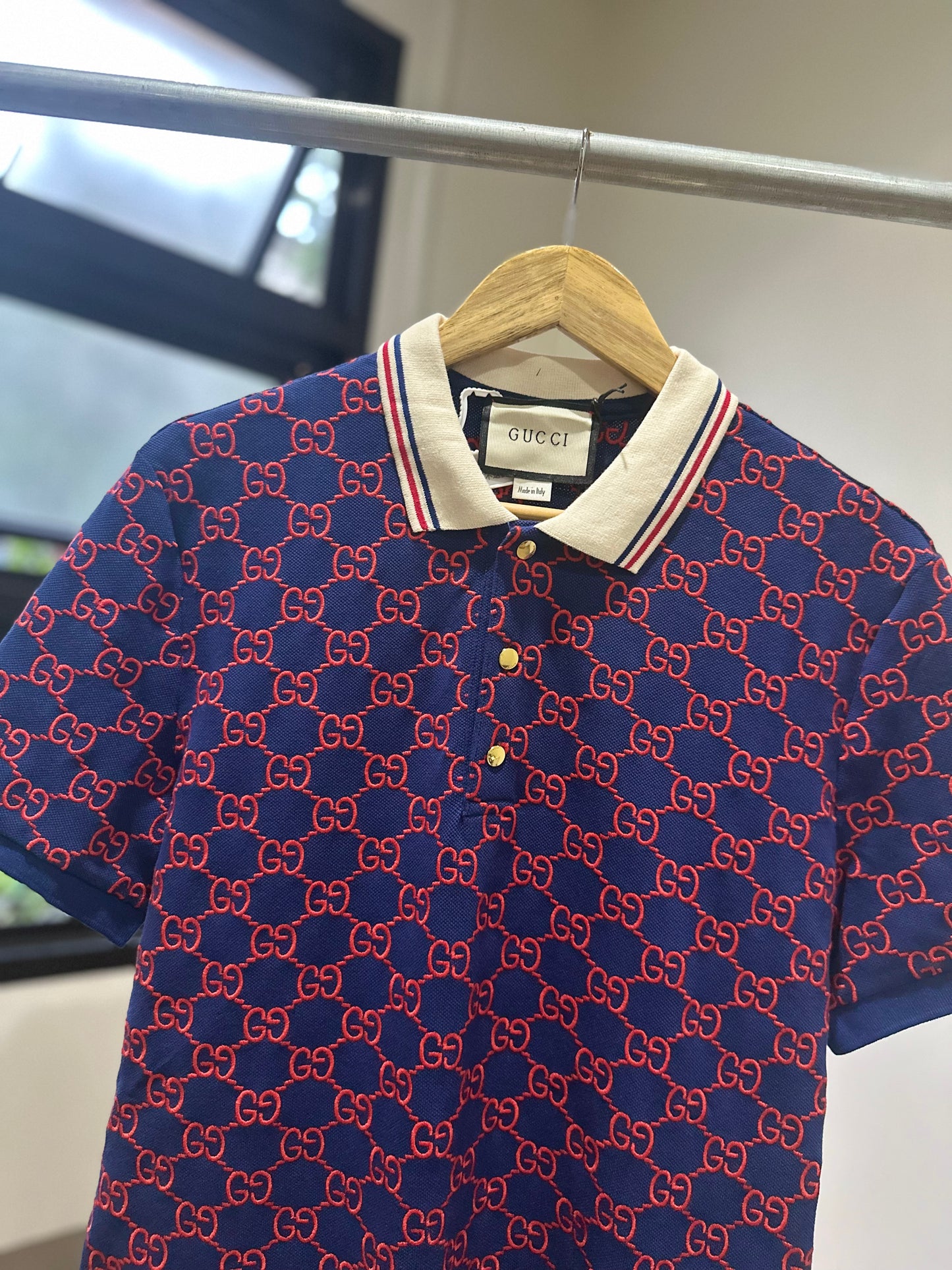 Gucci Stretch Polo Shirt (Blue/Red)