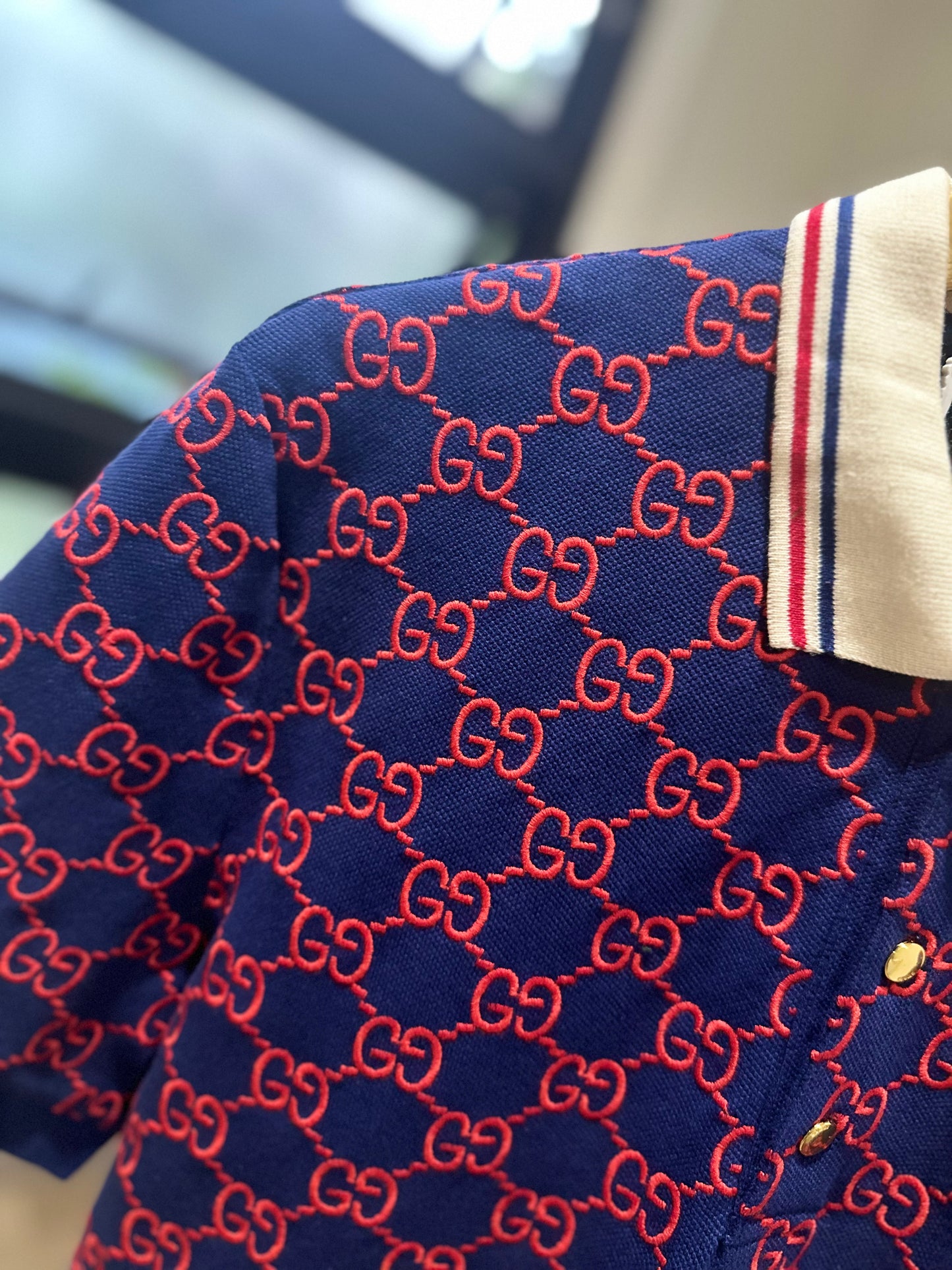 Gucci Stretch Polo Shirt (Blue/Red)