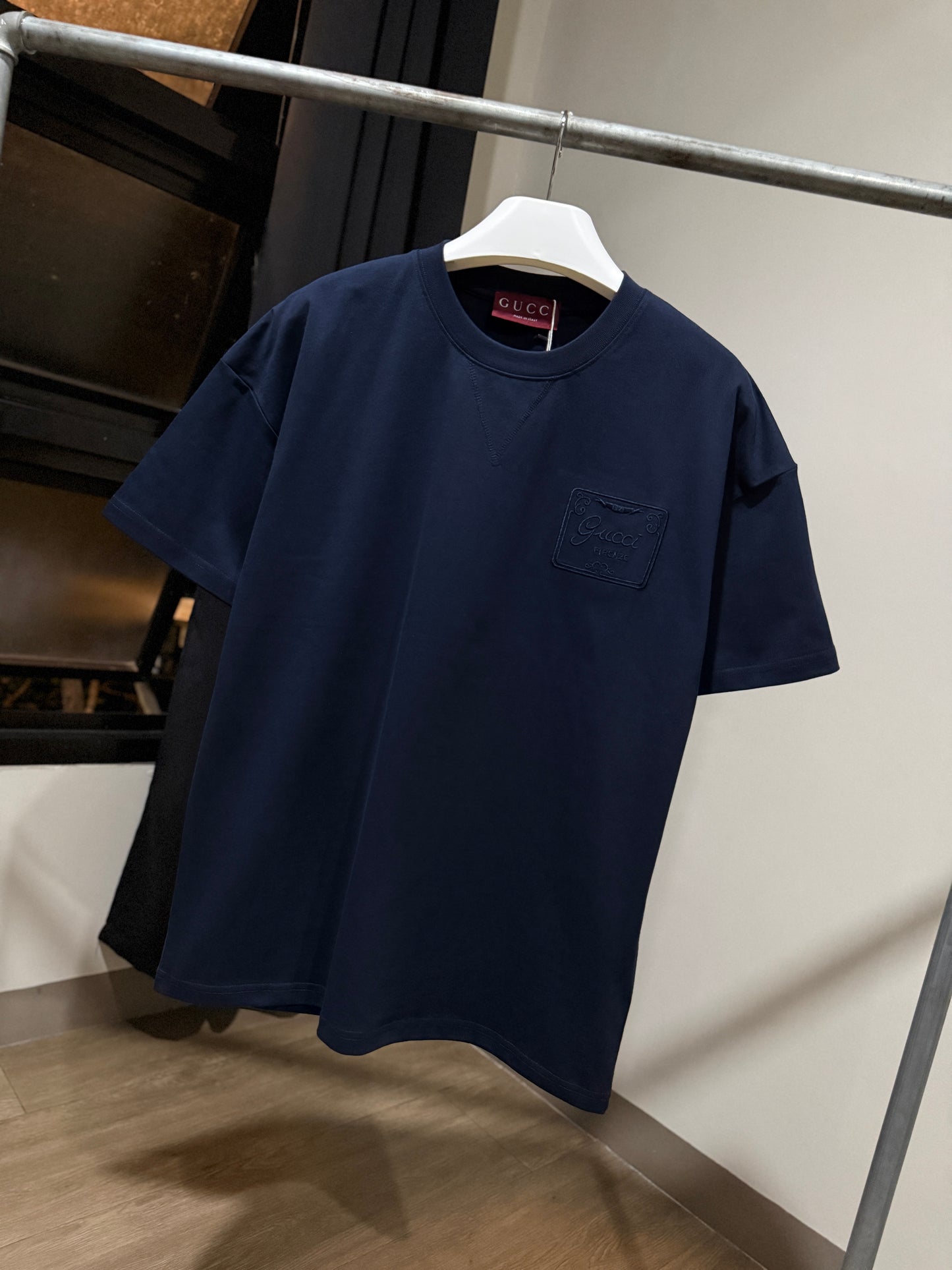Gucci Embroidered Logo Cotton T-Shirt (Navy)