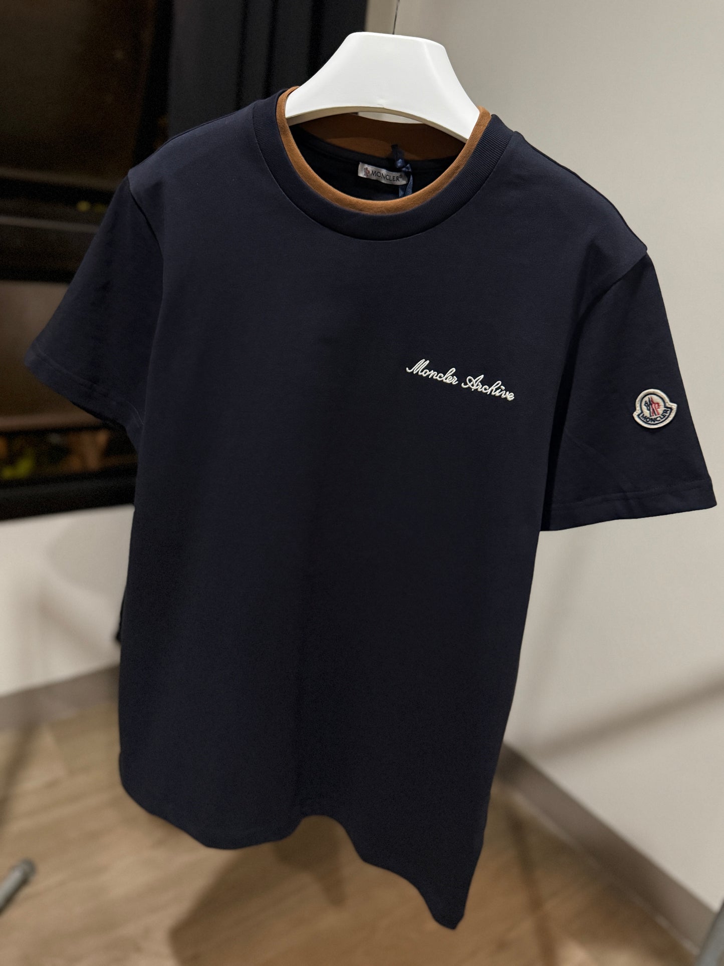 Moncler Archive Embroidered Logo T-Shirt (Navy)
