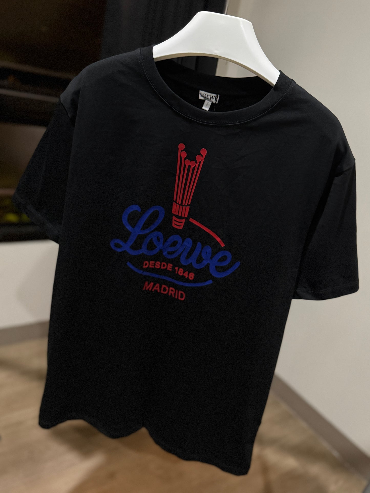 Loewe Crinkled Cotton Blend T-Shirt (Black)