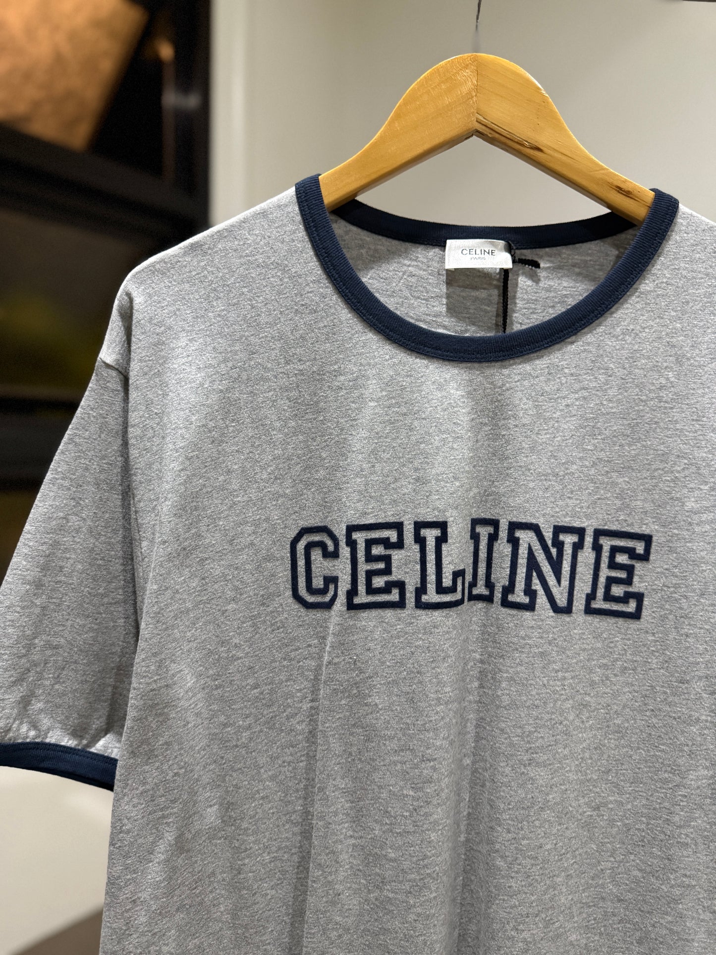 Celine Cotton T-Shirt (Grey/Navy)