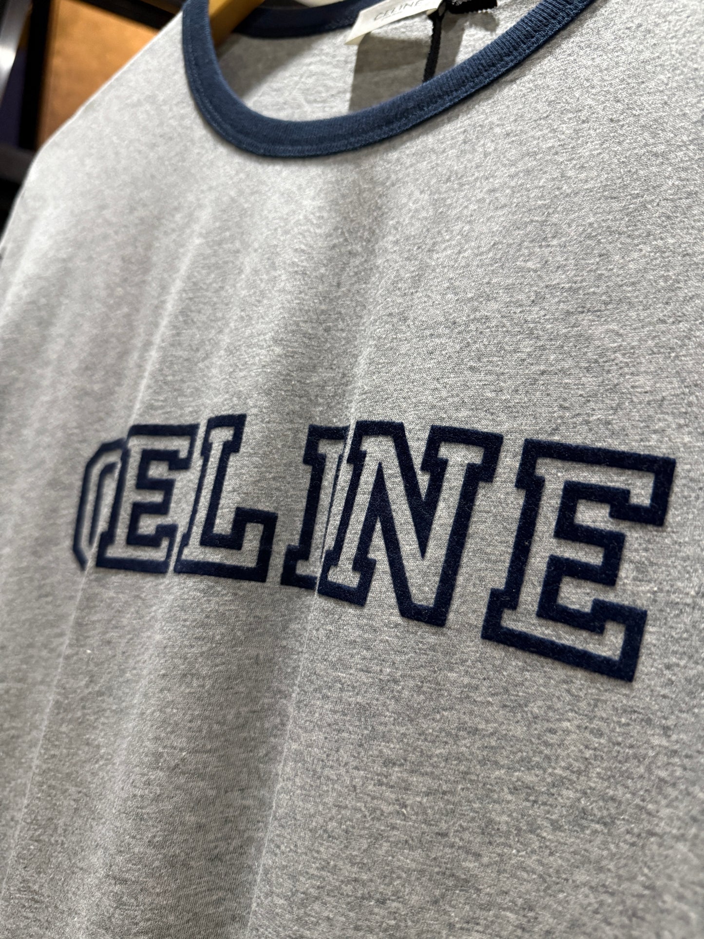 Celine Cotton T-Shirt (Grey/Navy)
