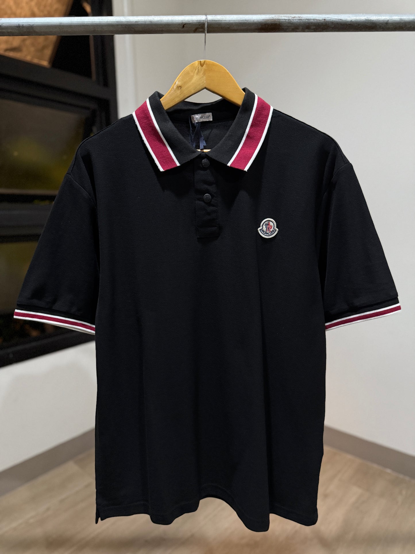 Moncler Piquet Polo Shirt (Black/Red)