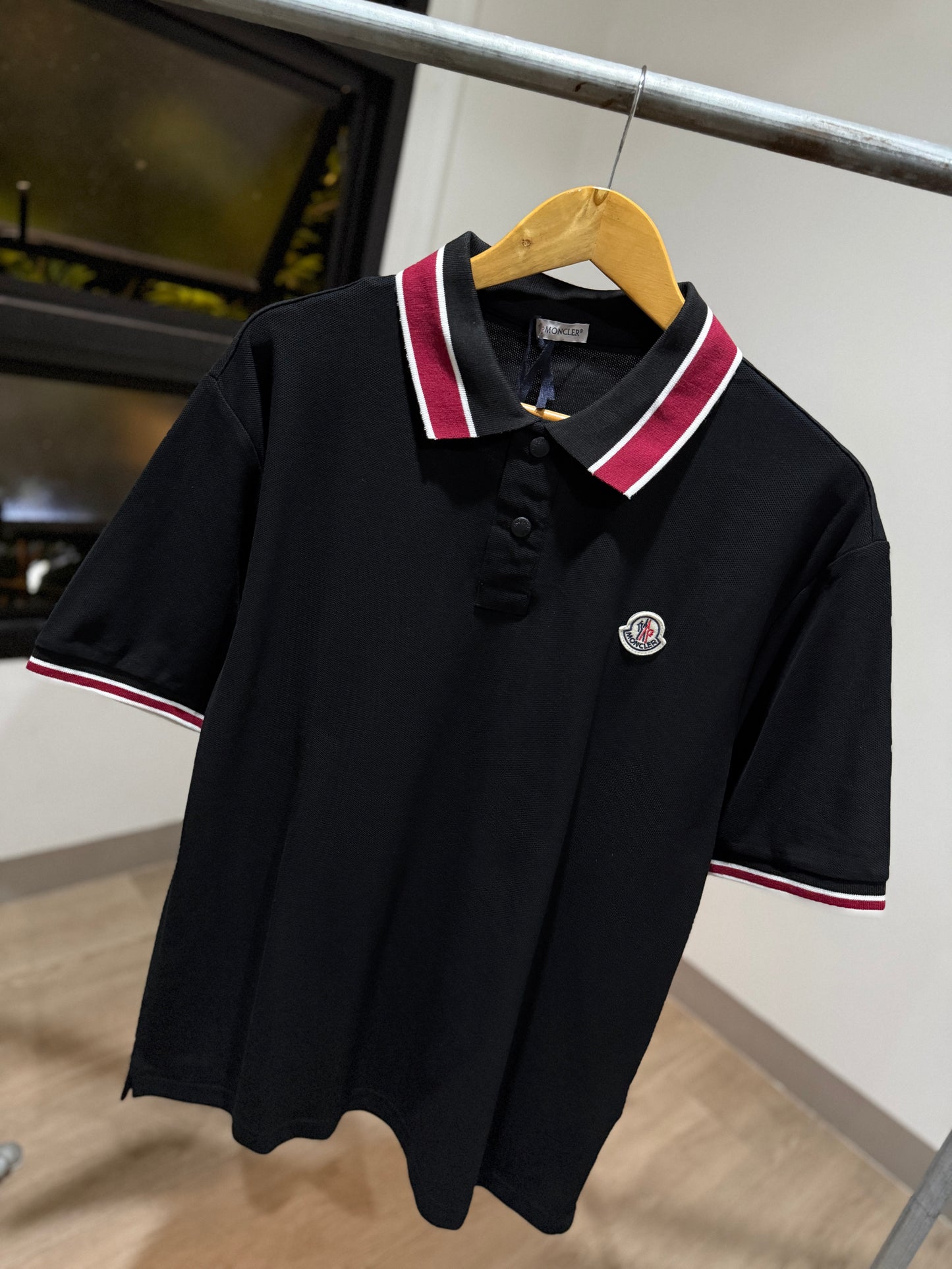 Moncler Piquet Polo Shirt (Black/Red)