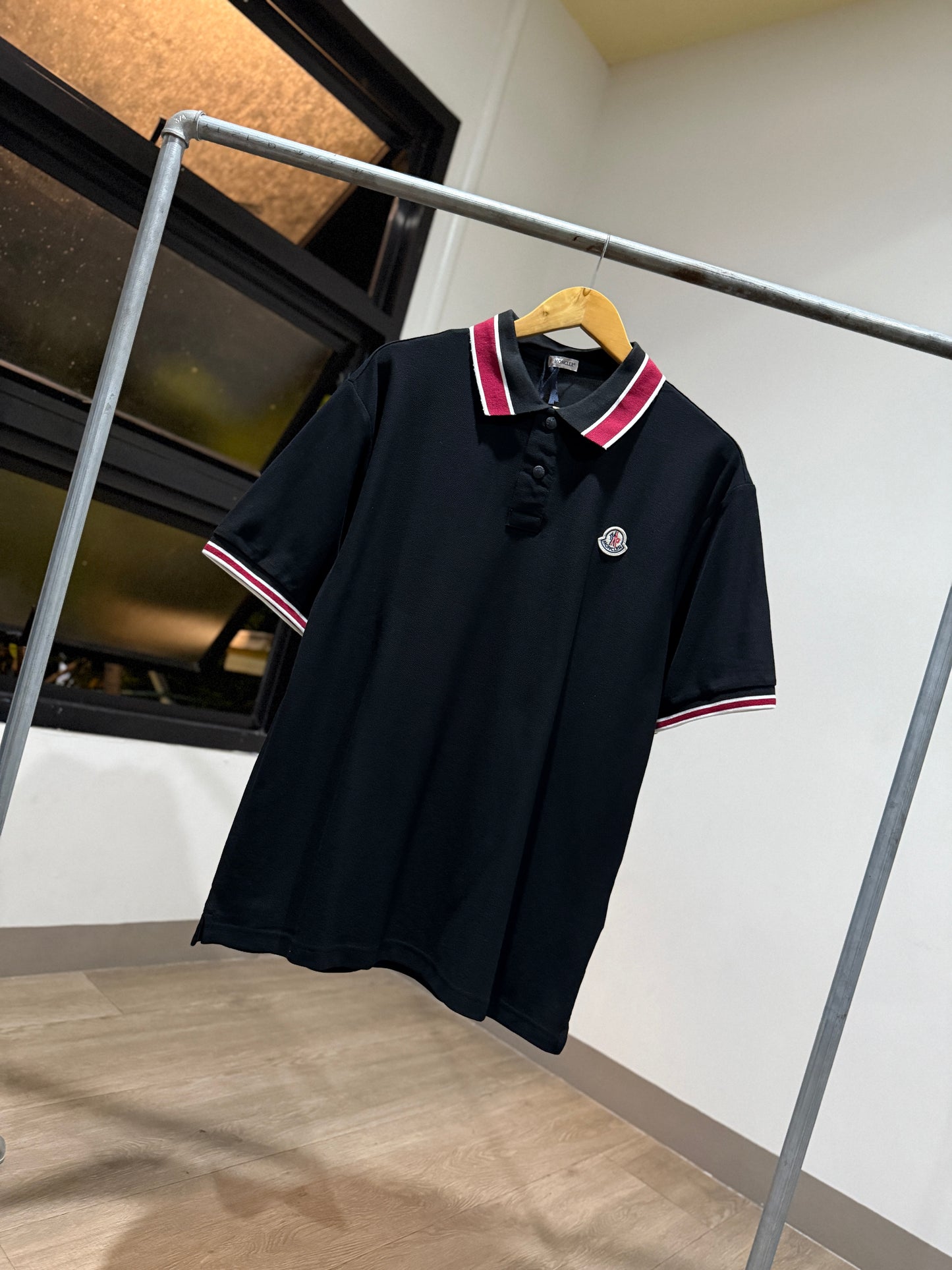 Moncler Piquet Polo Shirt (Black/Red)