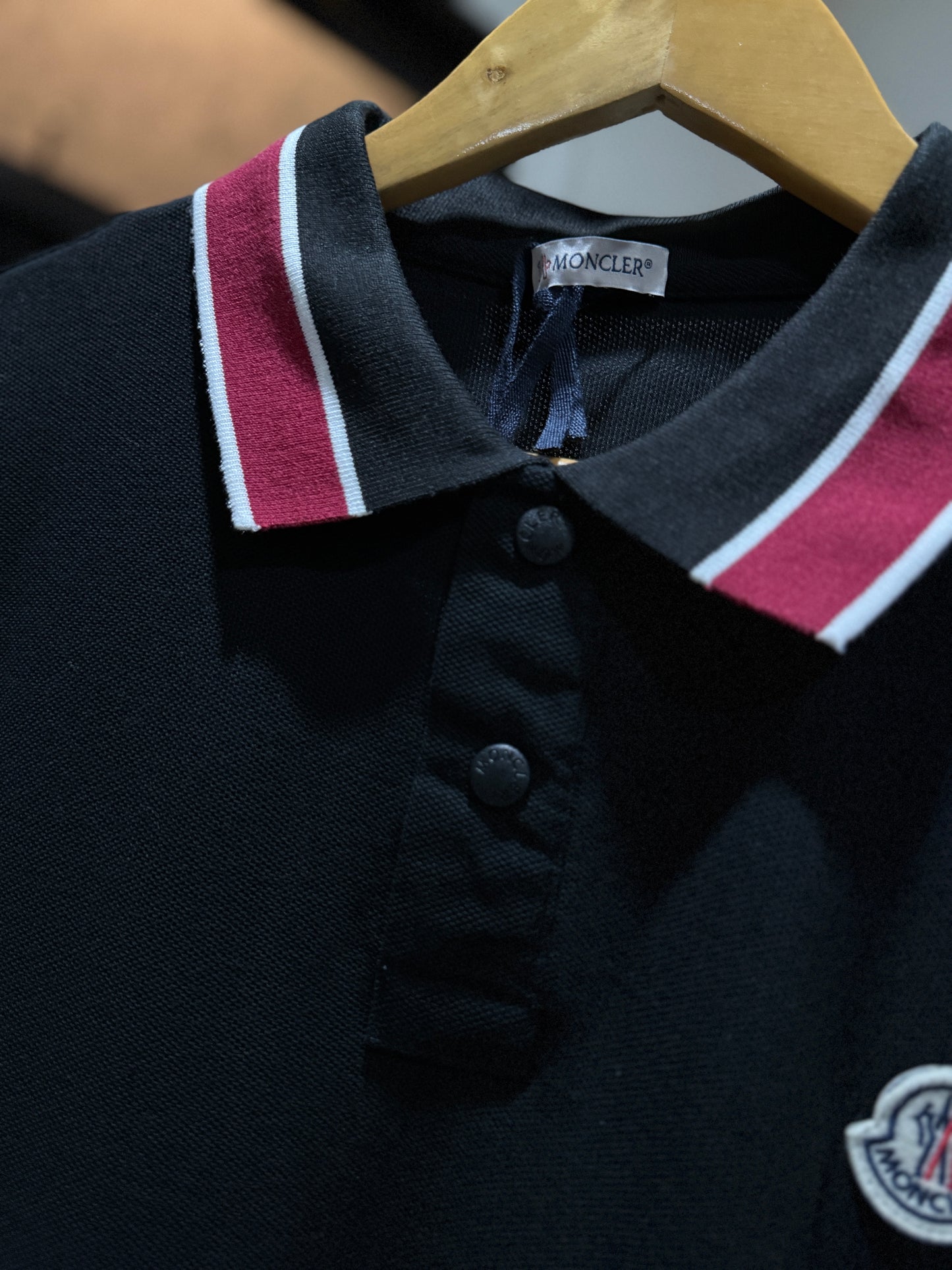 Moncler Piquet Polo Shirt (Black/Red)