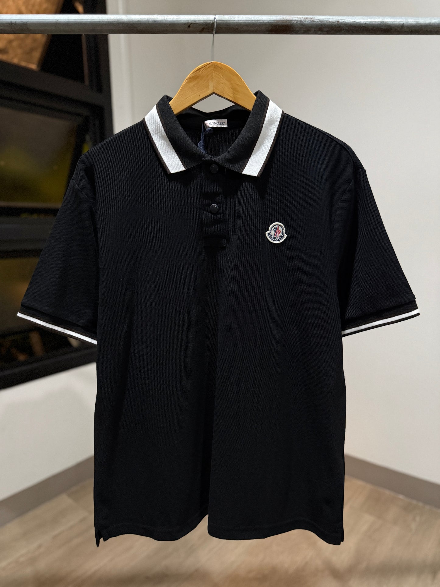 Moncler Piquet Polo Shirt (Black/White)