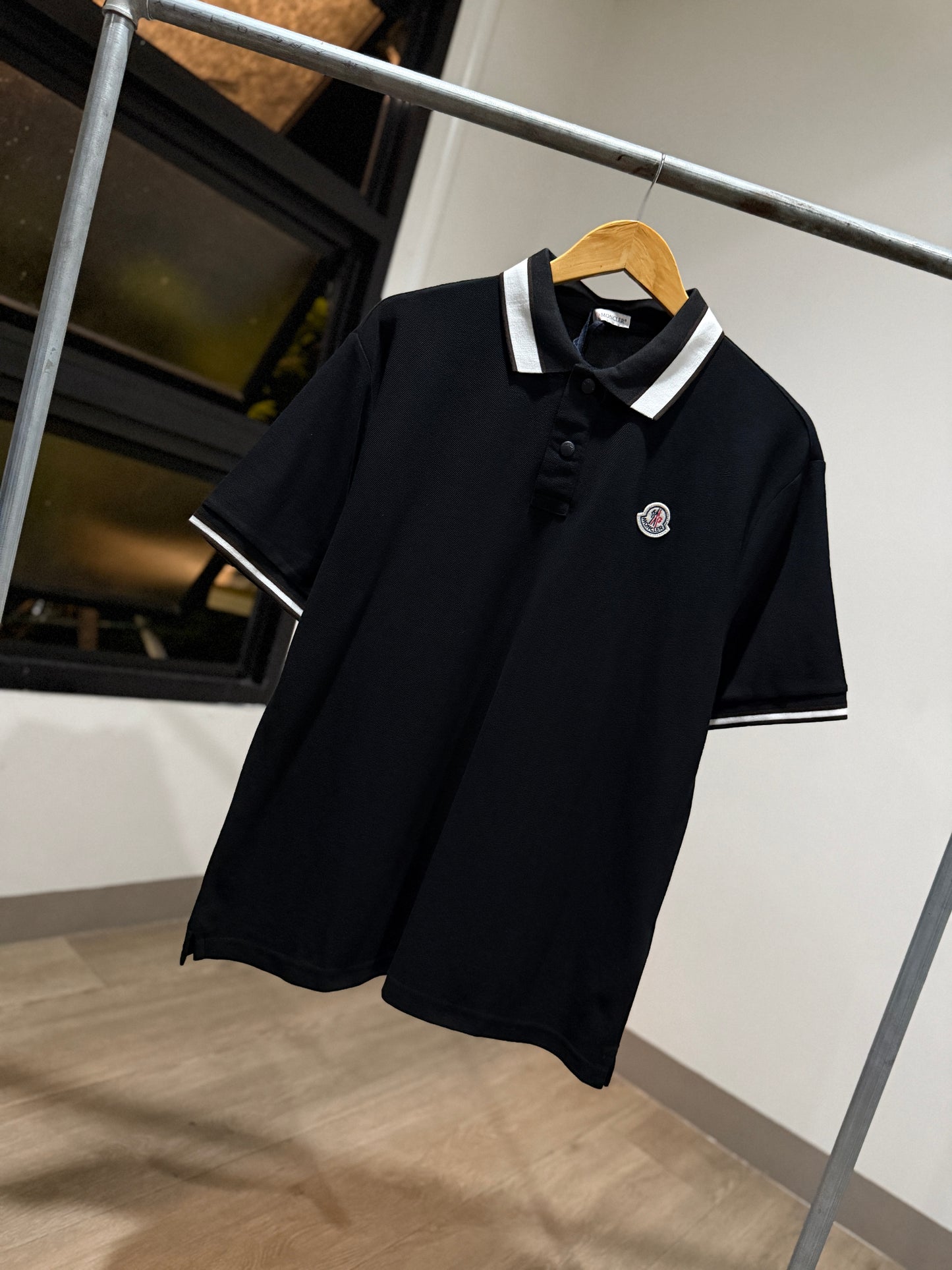 Moncler Piquet Polo Shirt (Black/White)