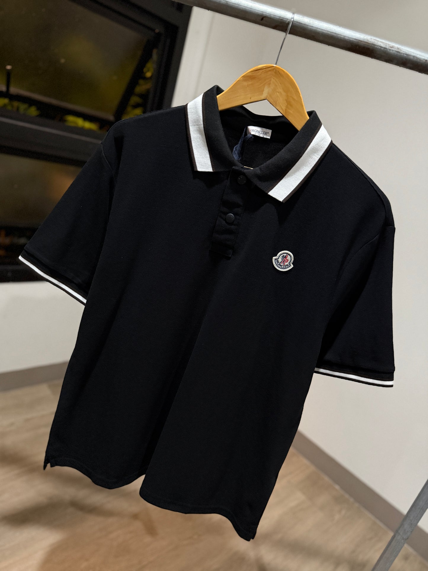 Moncler Piquet Polo Shirt (Black/White)