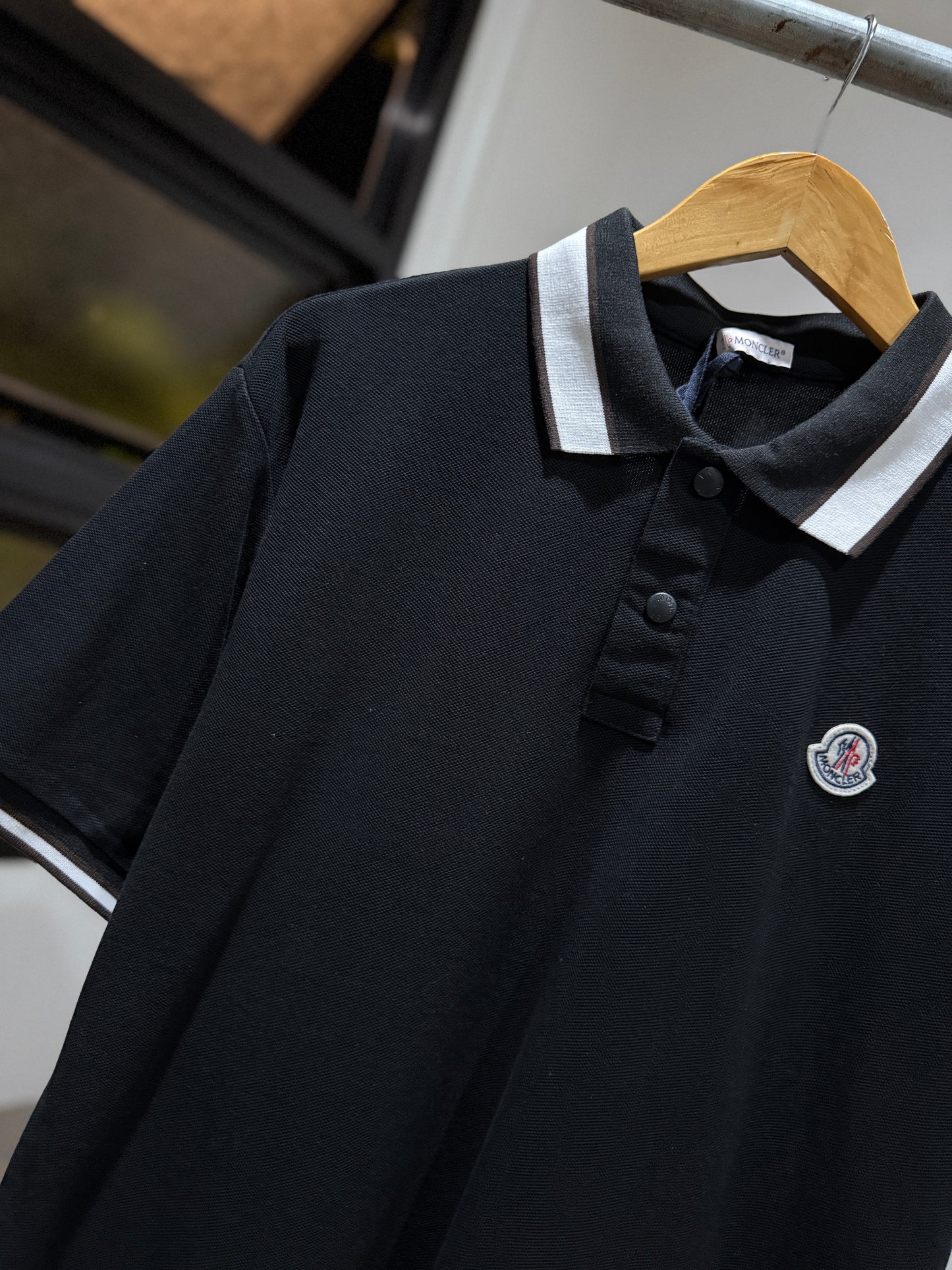 Moncler Piquet Polo Shirt (Black/White)