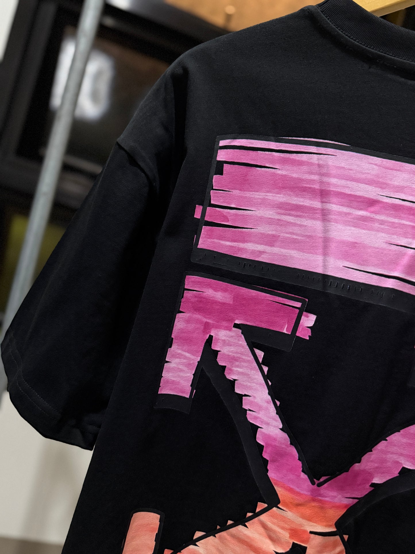 Off-White Gradient Pink Marker Tee (Oversized/Black)