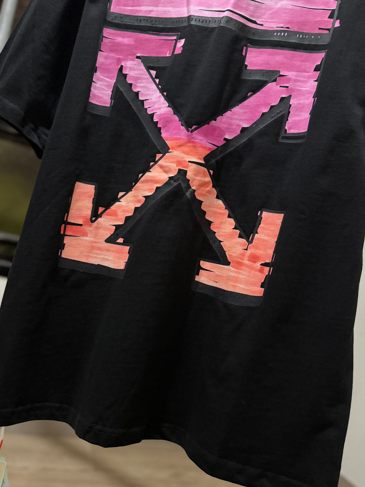 Off-White Gradient Pink Marker Tee (Oversized/Black)