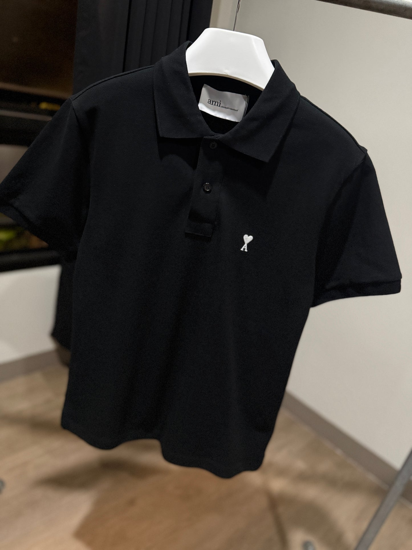 AMI de Coeur Short Sleeve Polo Shirt (Black)