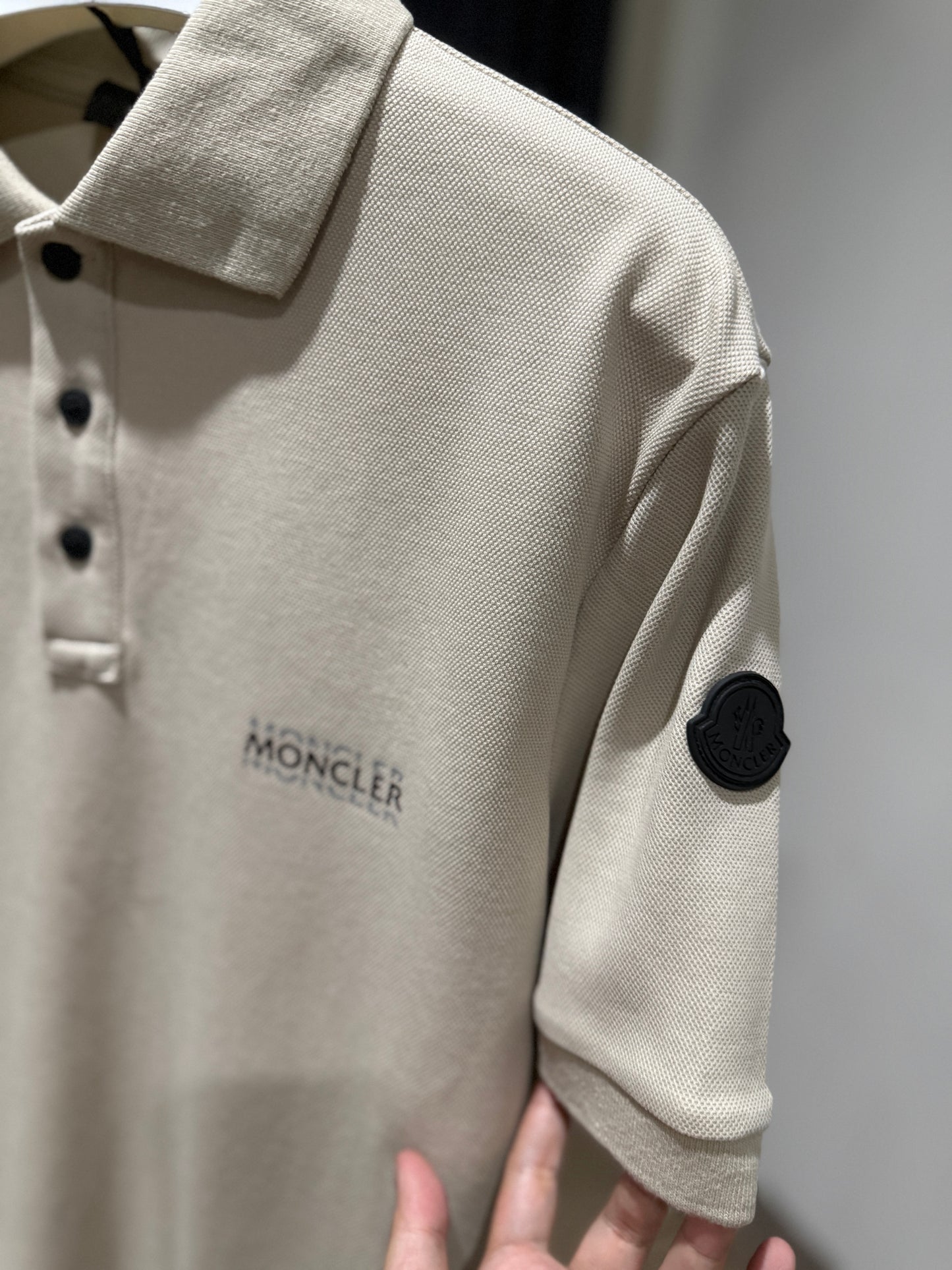Moncler Button Polo Shirt (White Ivory)